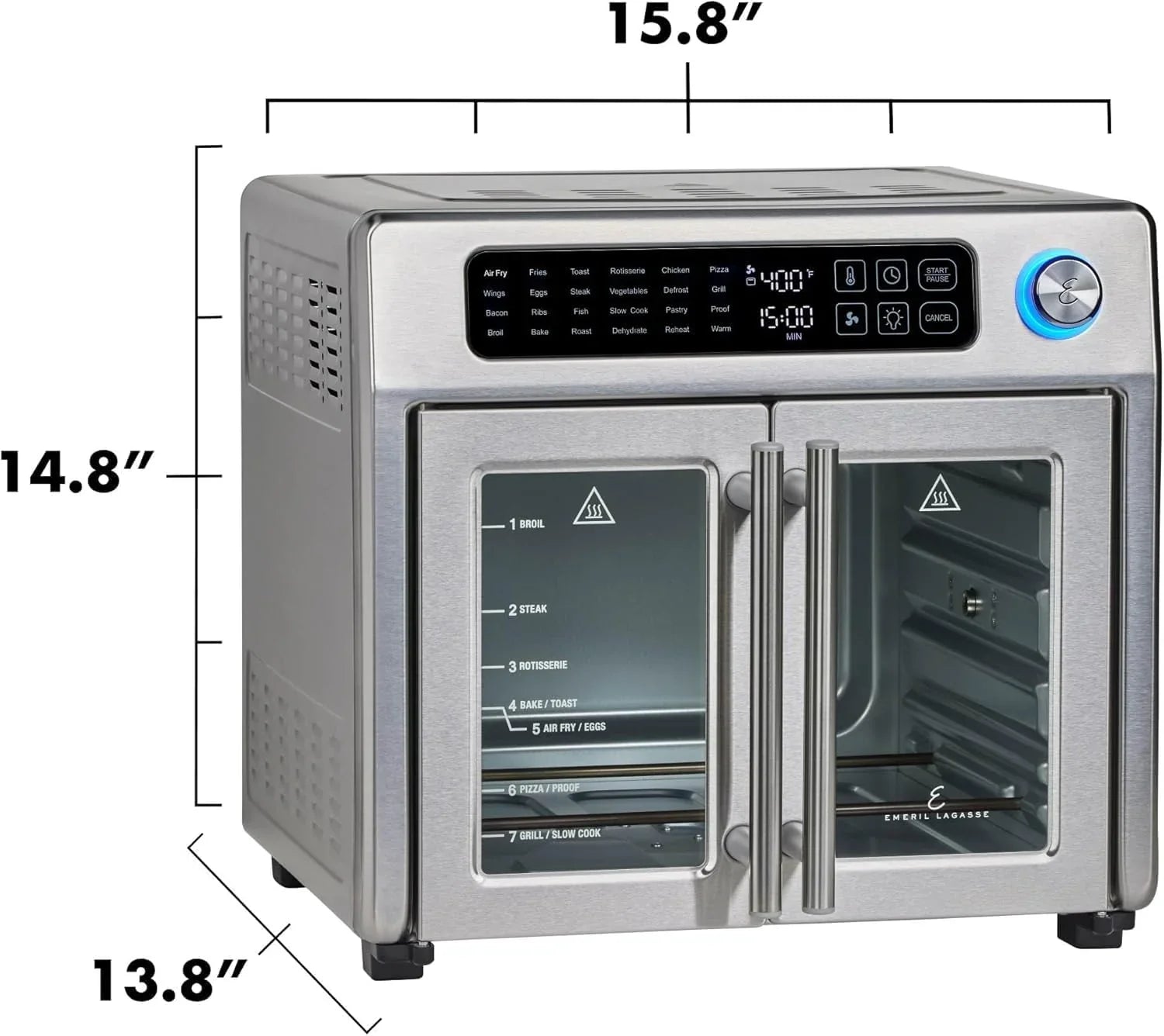 Extra Large French Door Air Fryer Toaster Oven Combo 24 Cooking Functions and Digital Controls