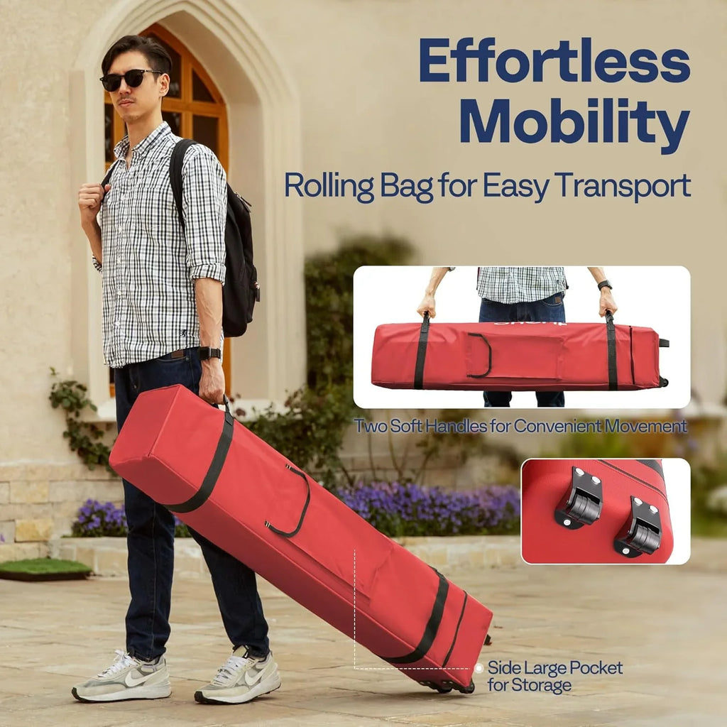 10x10ft Easy Pop-Up Canopy Outdoor Screen Tent with Mosquito Netting 2 Zipper Doors Roller Bag