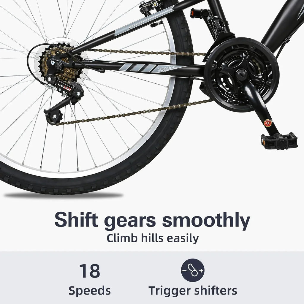 WEIZE Mountain Bike 26 27.5 inch Outdoor Hybrid Bikes 18-Speed High-Carbon Steel Full Suspension