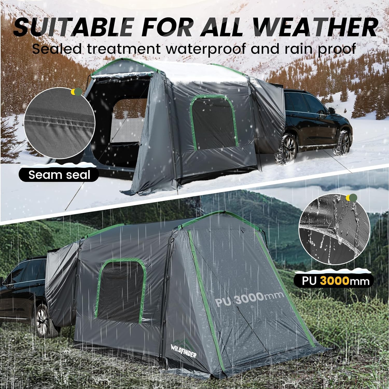 SUV Tent 5-9 Person Rectangle Car Tent for Family Waterproof Windproof for Car Camping Tents