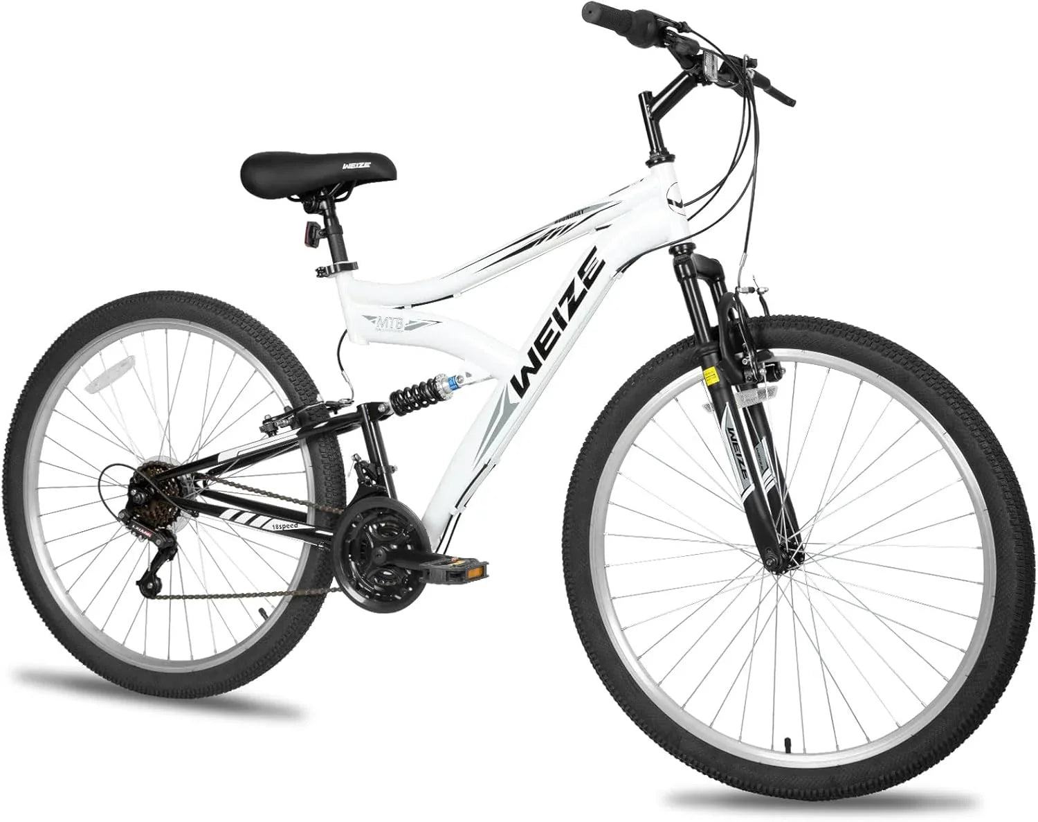 WEIZE Mountain Bike 26 27.5 inch Outdoor Hybrid Bikes 18-Speed High-Carbon Steel Full Suspension