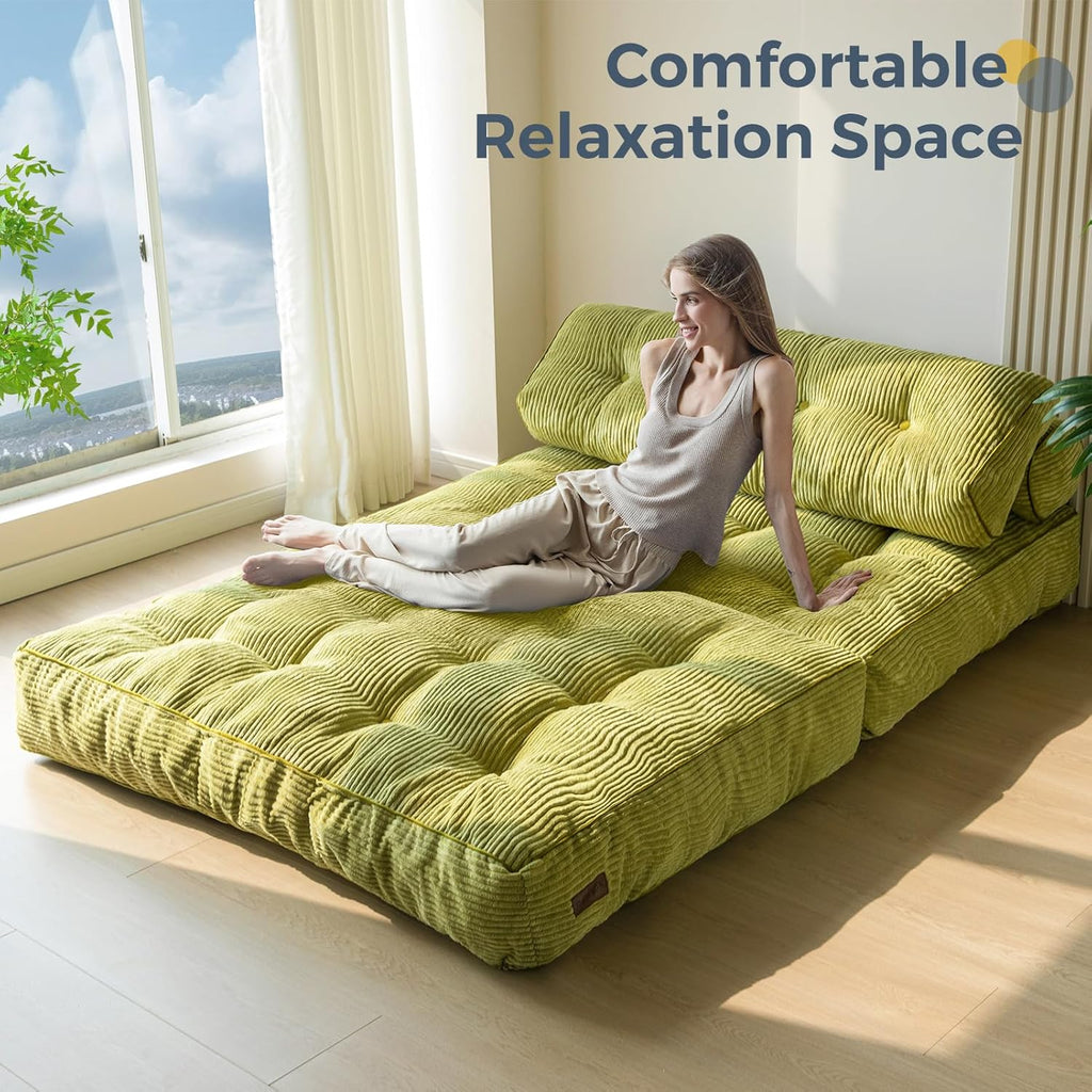 MAXYOYO Folding Sofa Bed Convertible Sleeper Chair with Pillow Foldable Mattress with Back Support