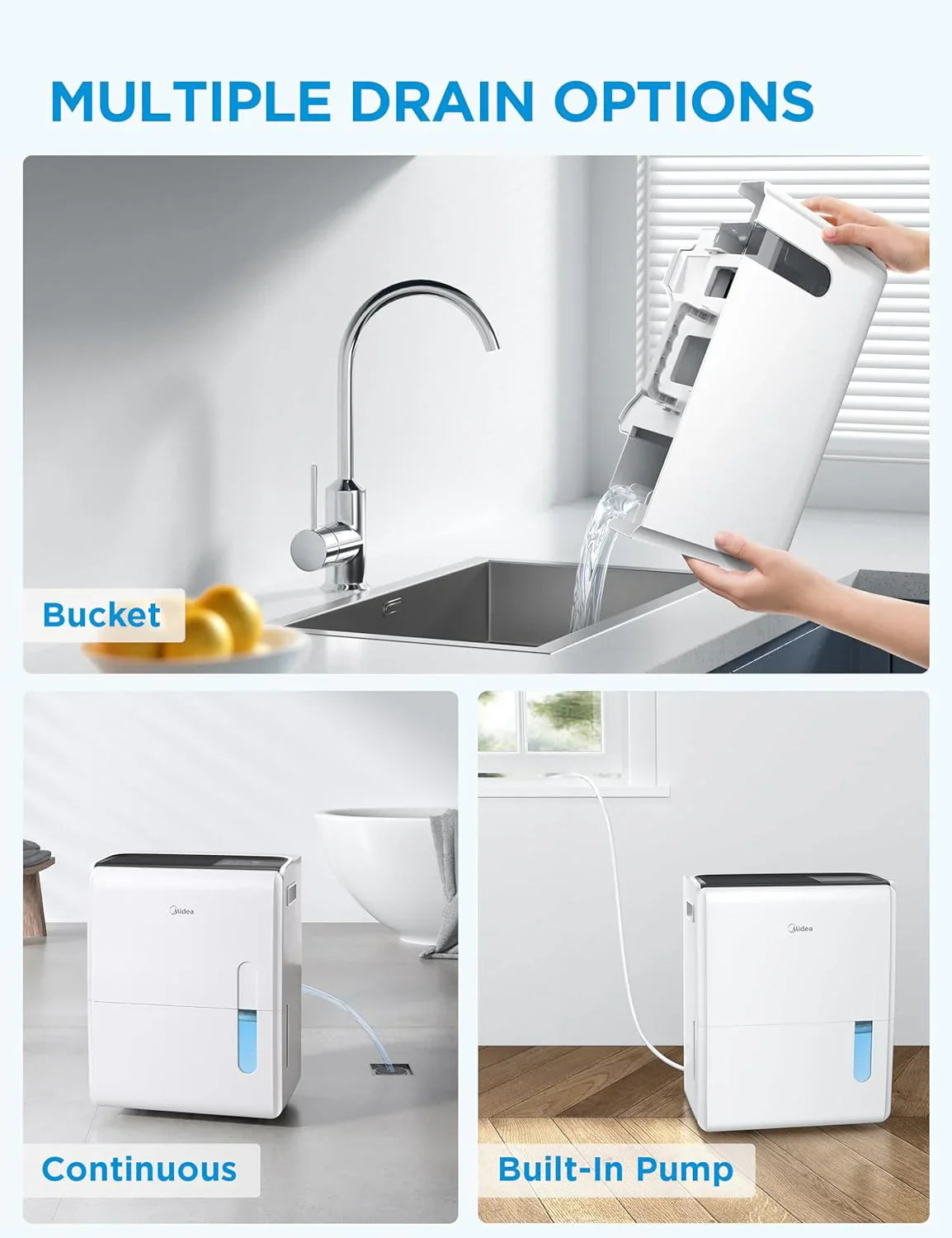 Midea 4,500 Sq. Ft. Dehumidifier Pump Included Energy Star Certified 50 Pint Ideal For Basements