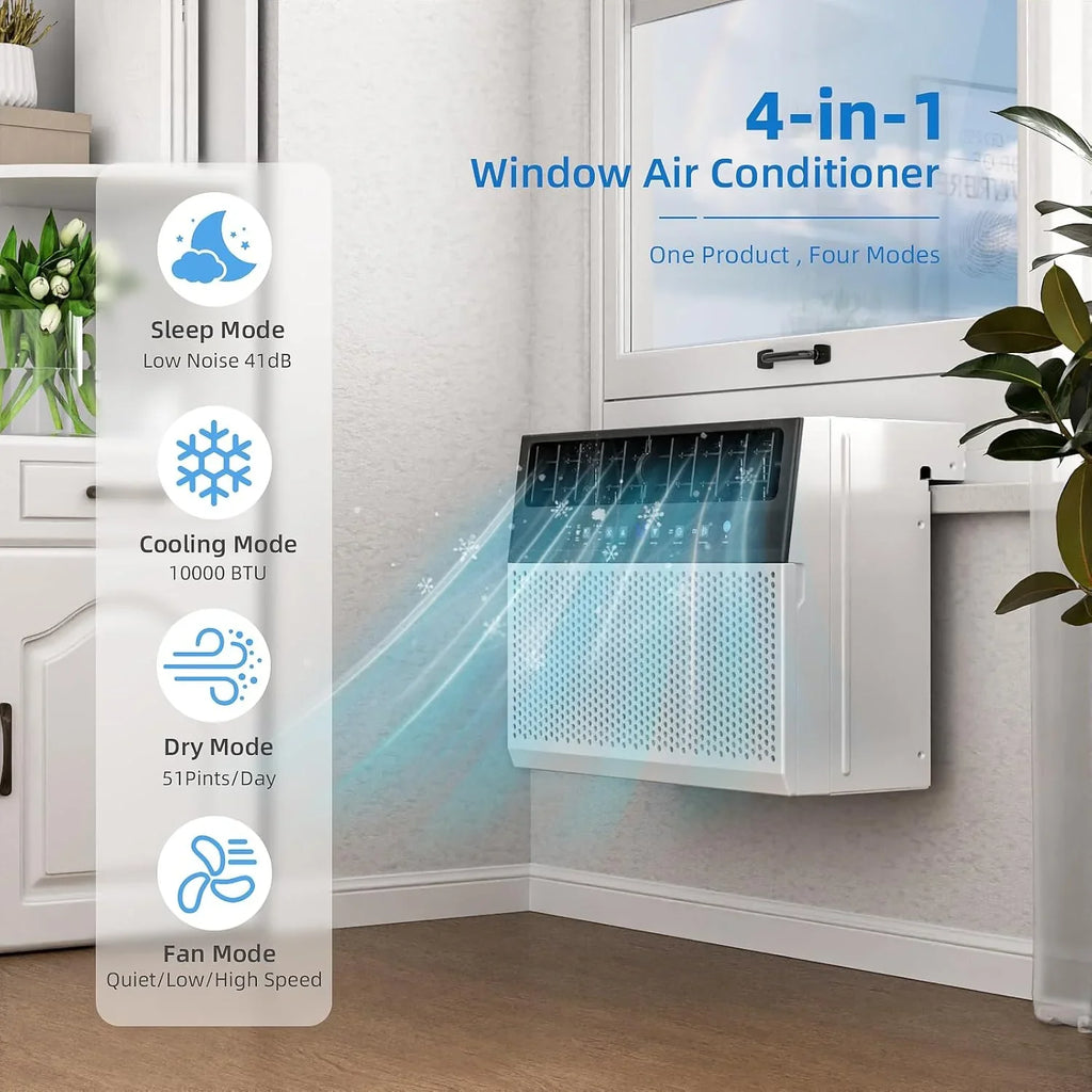 Antarctic Star 12,000 BTU U-Shaped Window Air Conditioner Unit Cools up to 550 Sq.Ft. with 6 Modes