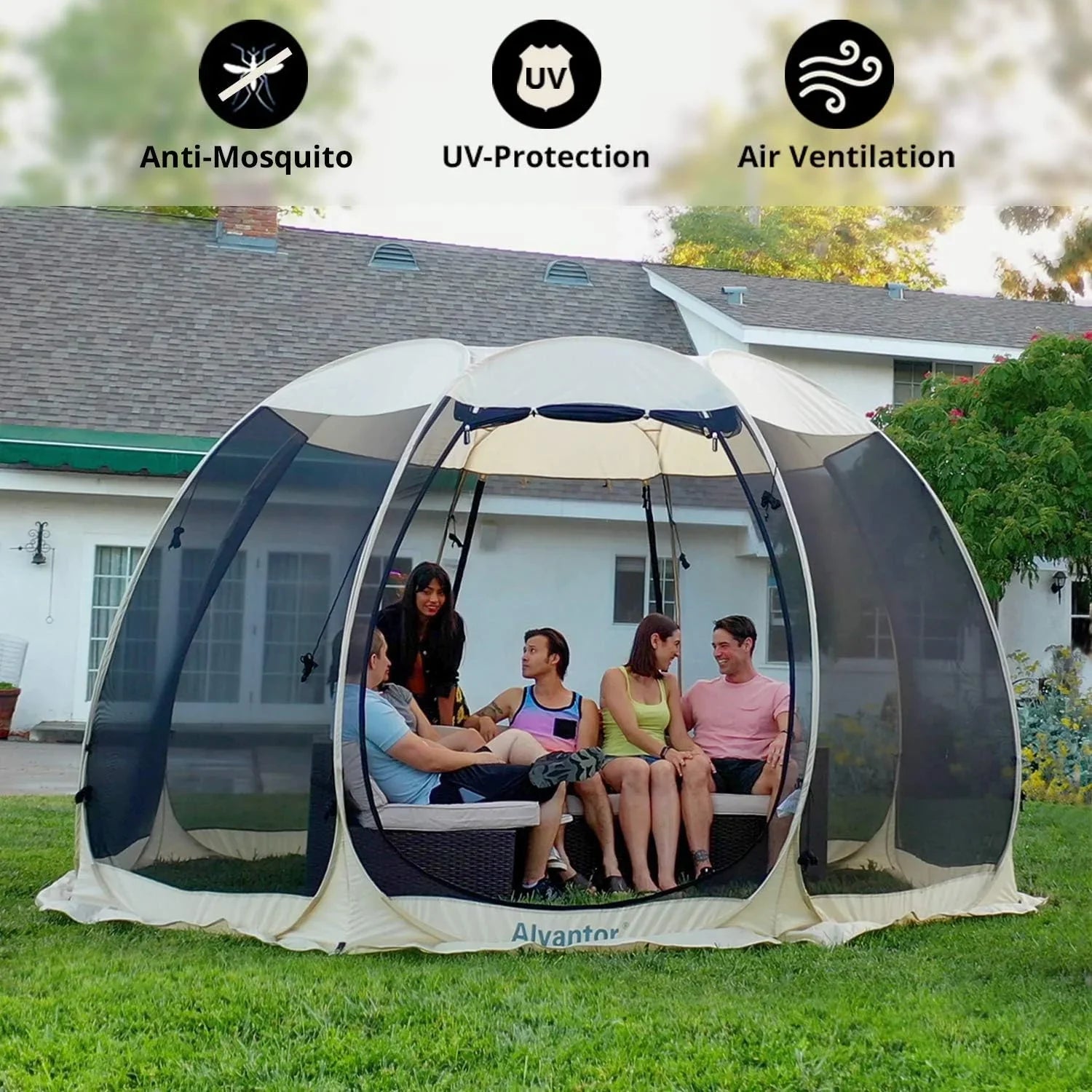 Alvantor Screen House Gazebo Pop Up Igloo Screened Canopy Tent with Mosquito Netting Sides