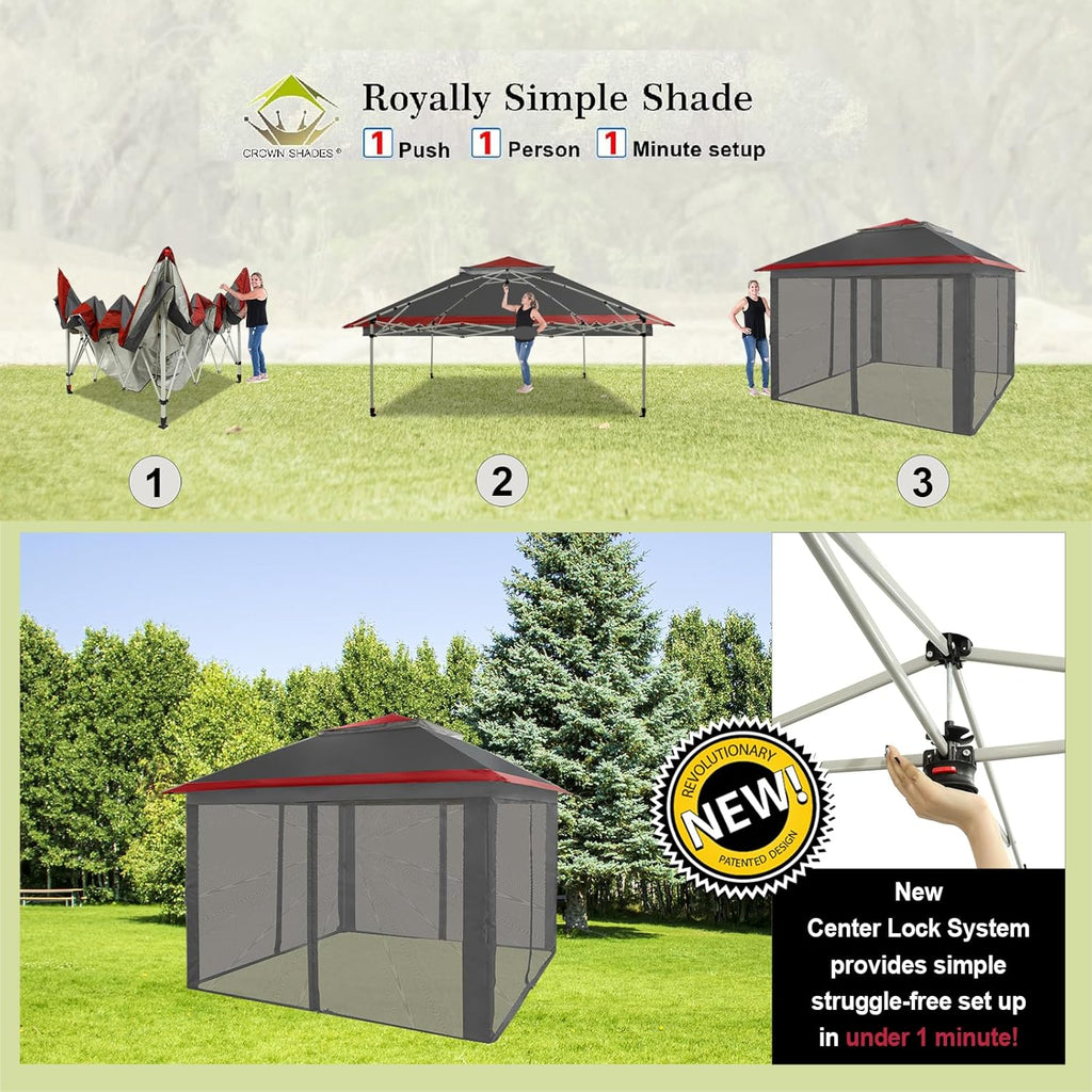CROWN SHADES 13x13 Pop Up Gazebo Canopy Tent Gazebos on Clearance Outdoor Gazebo
