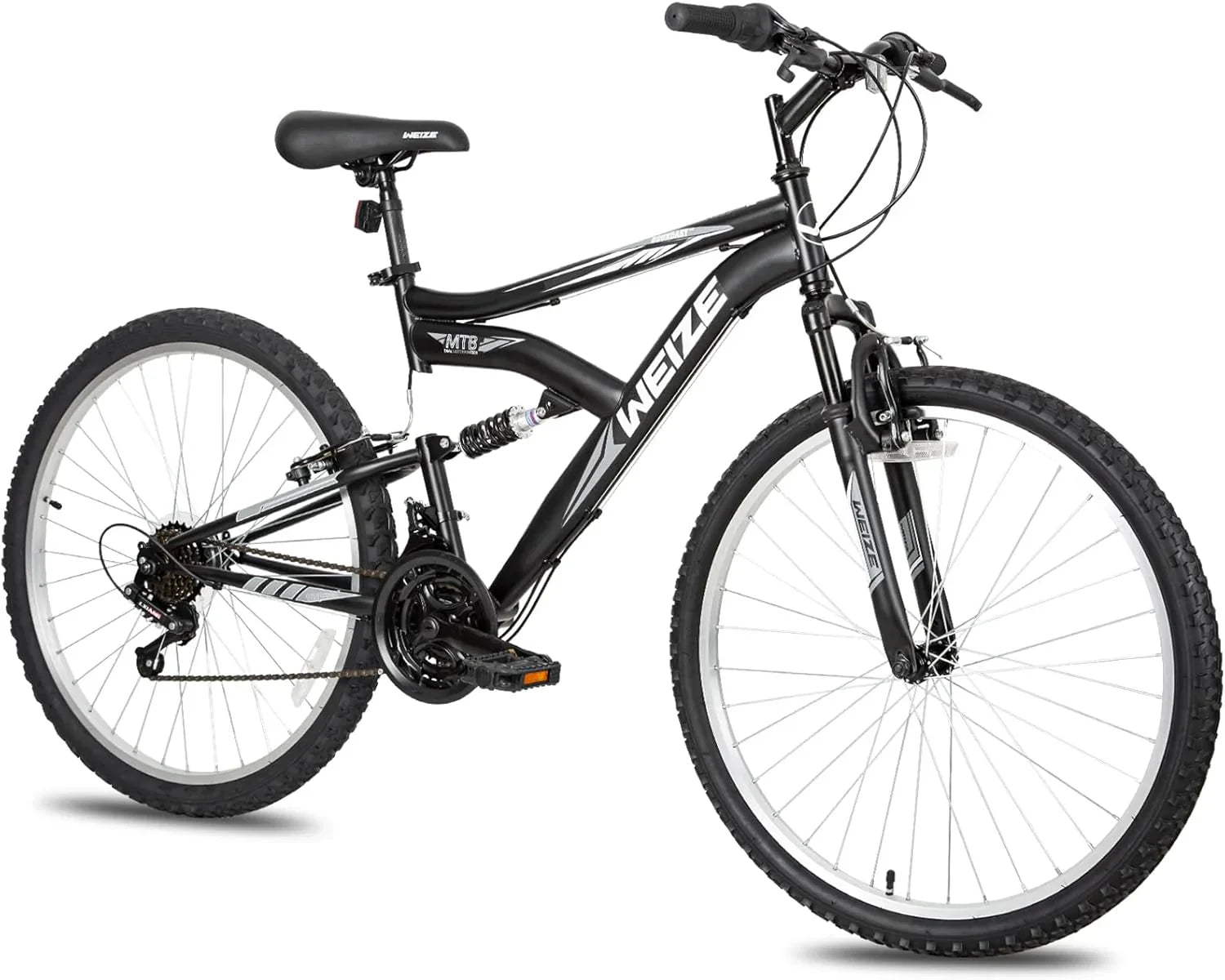 WEIZE Mountain Bike 26 27.5 inch Outdoor Hybrid Bikes 18-Speed High-Carbon Steel Full Suspension
