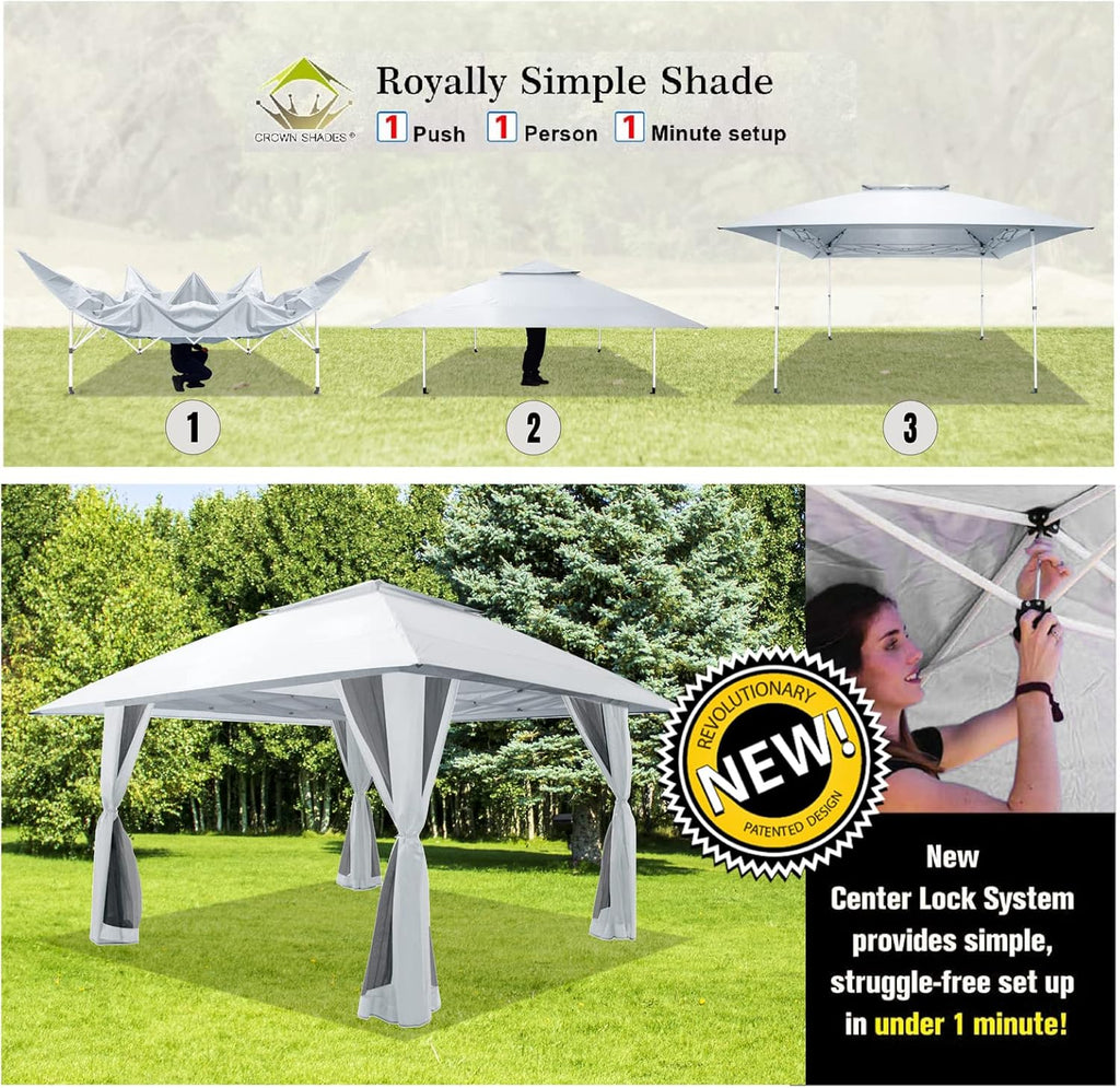 CROWN SHADES 13x13 Pop Up Gazebo Canopy Tent Gazebos on Clearance Outdoor Gazebo