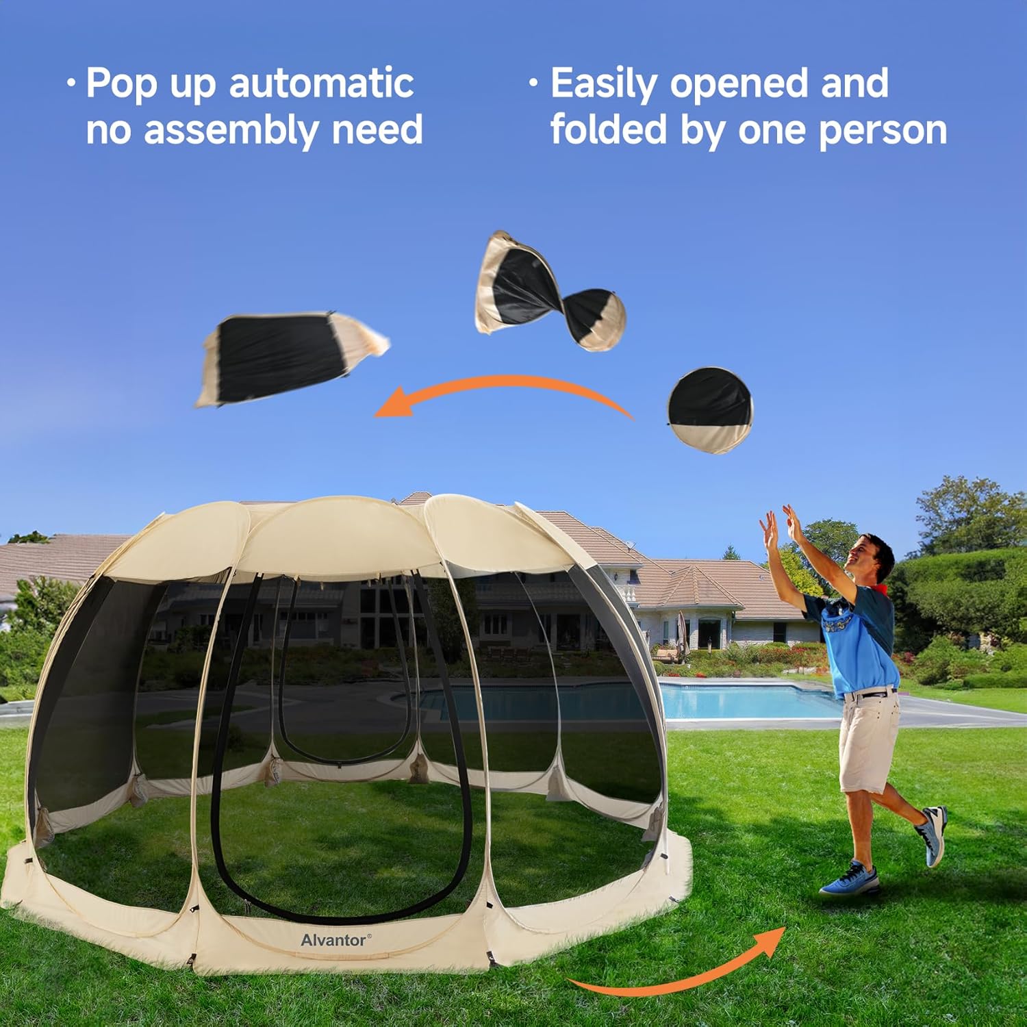 Alvantor Screen House Gazebo Pop Up Igloo Screened Canopy Tent with Mosquito Netting Sides