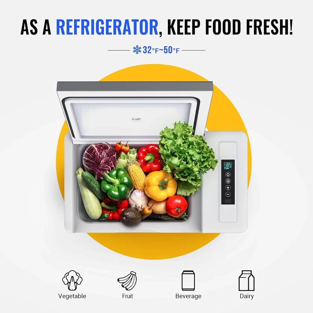 BougeRV 12 Volt Refrigerator 12V Car Fridge 23 Quart Portable Freezer Compressor Cooler