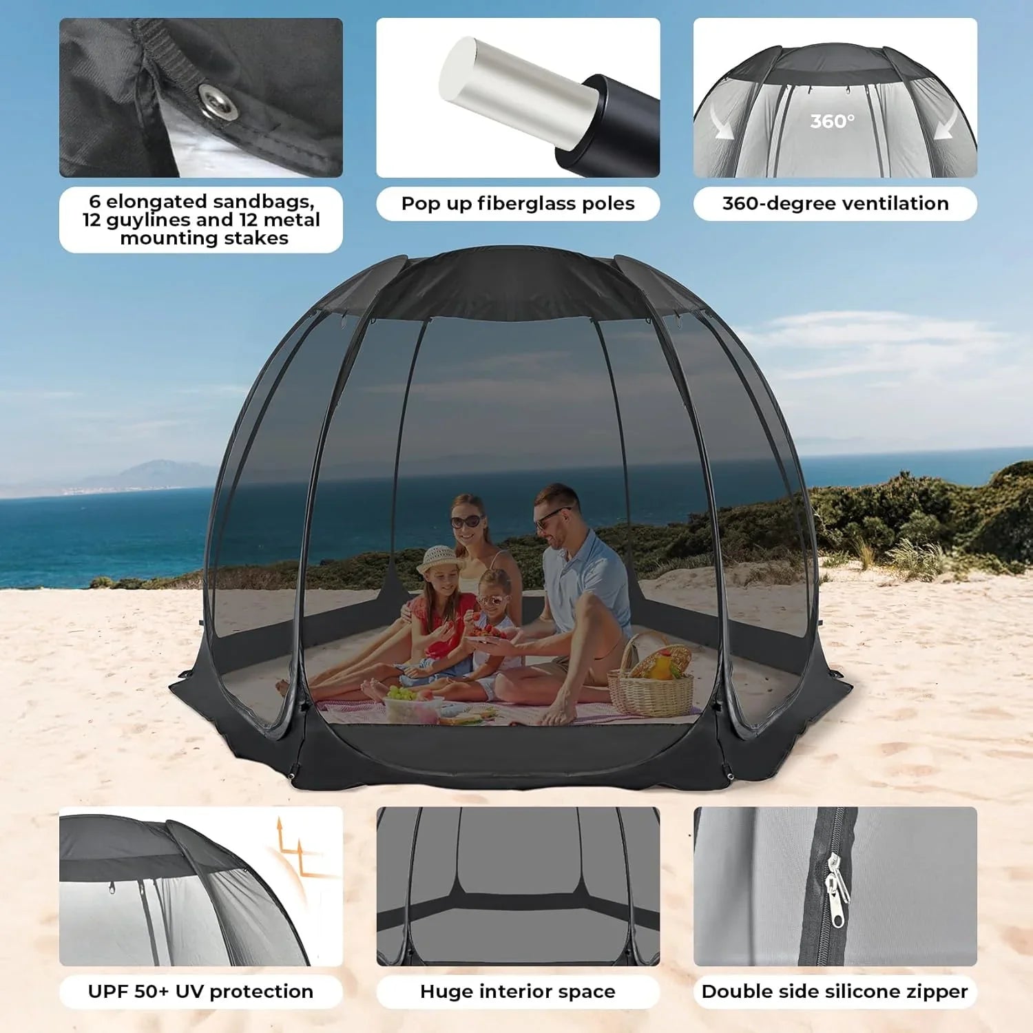 Alvantor Screen House Gazebo Pop Up Igloo Screened Canopy Tent with Mosquito Netting Sides
