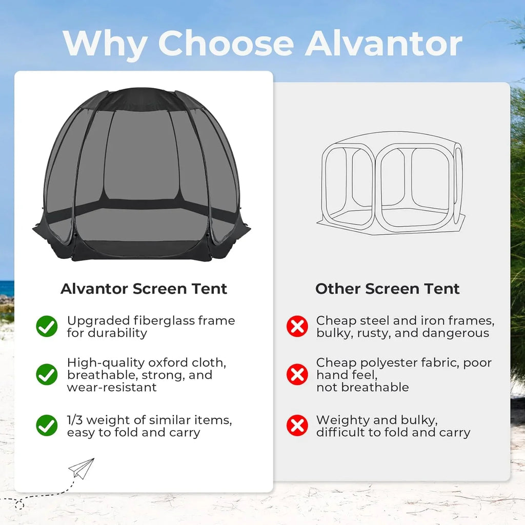 Alvantor Screen House Gazebo Pop Up Igloo Screened Canopy Tent with Mosquito Netting Sides