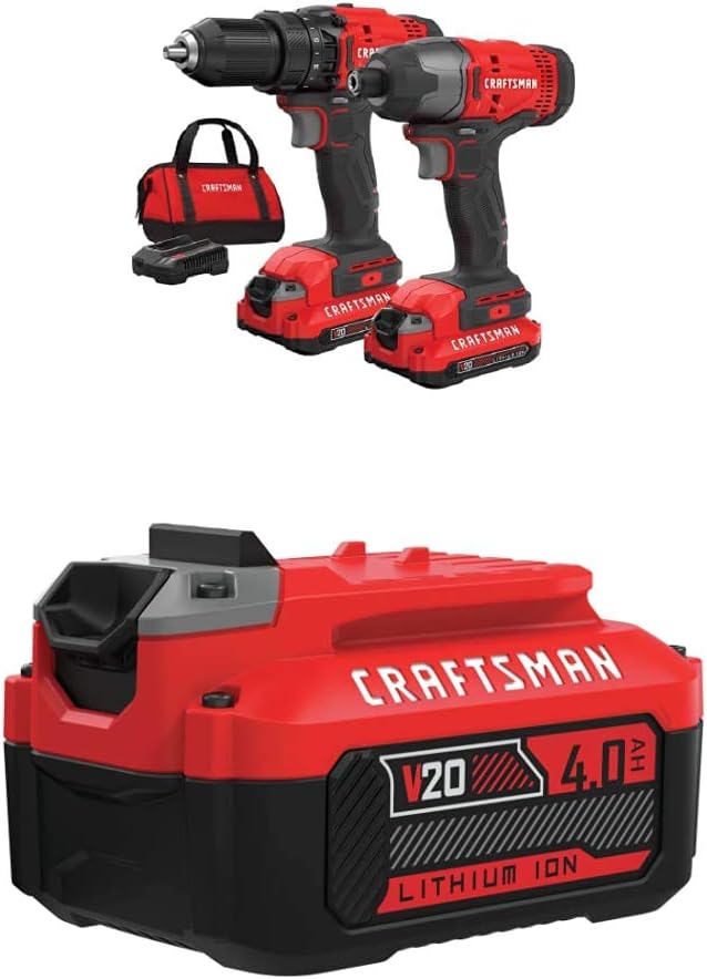 V20 MAX Cordless Drill and Impact Driver Power Tool Combo Kit with 2 Batteries and Charger