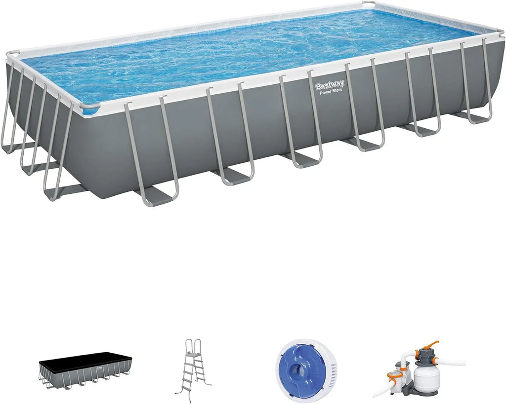Power Steel 14' x 8'2" x 39.5" Oval Above Ground Pool Set Includes 530gal Filter Pump Ladder