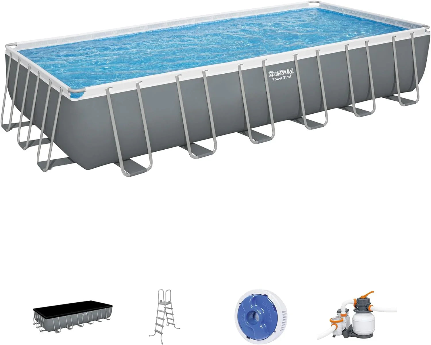 Power Steel 14' x 8'2" x 39.5" Oval Above Ground Pool Set Includes 530gal Filter Pump Ladder