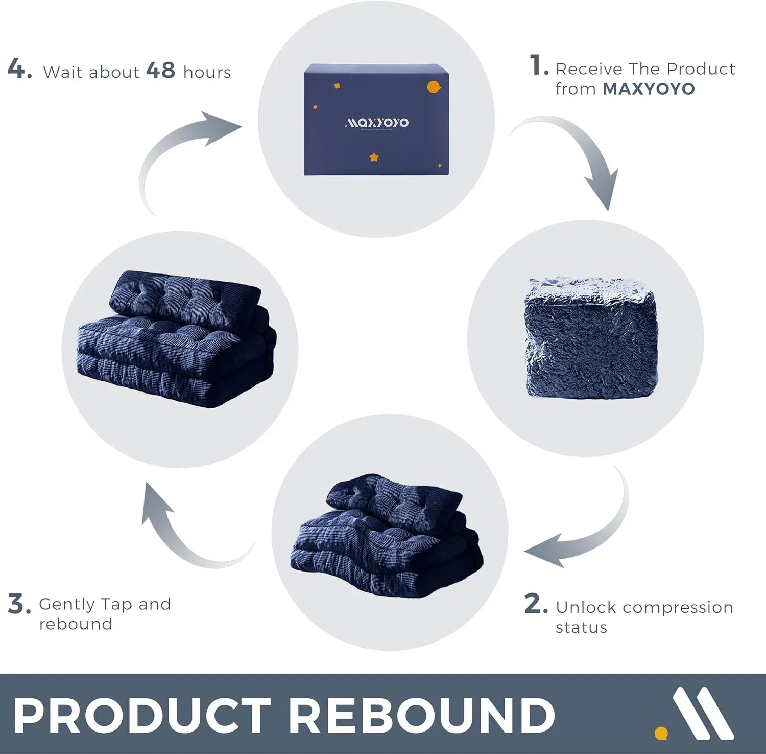 MAXYOYO Folding Sofa Bed Convertible Sleeper Chair with Pillow Foldable Mattress with Back Support