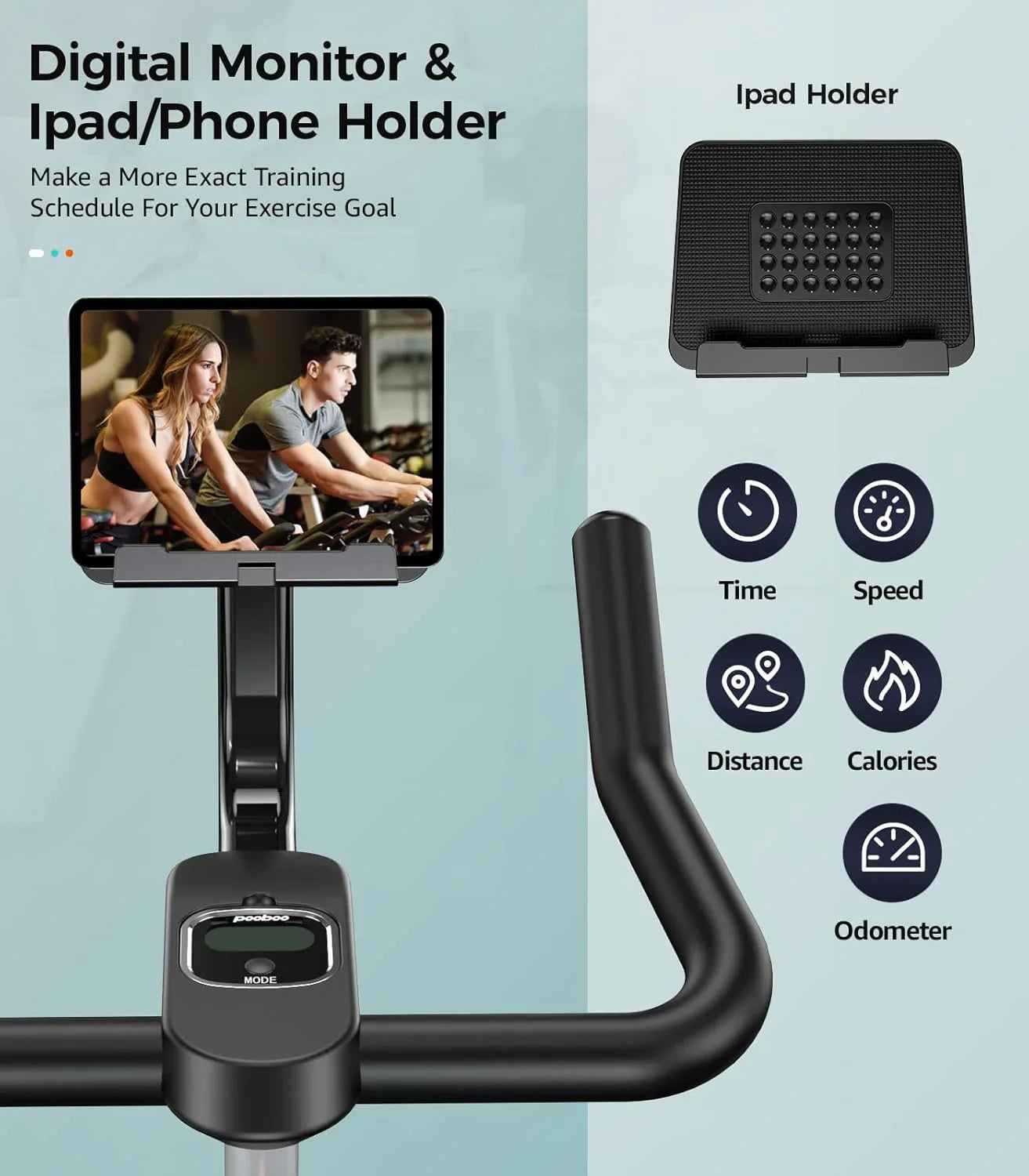 pooboo Exercise Bike Adjustable Magnetic/Brake Pad Resistance Silent Belt Drive Cycling Bike