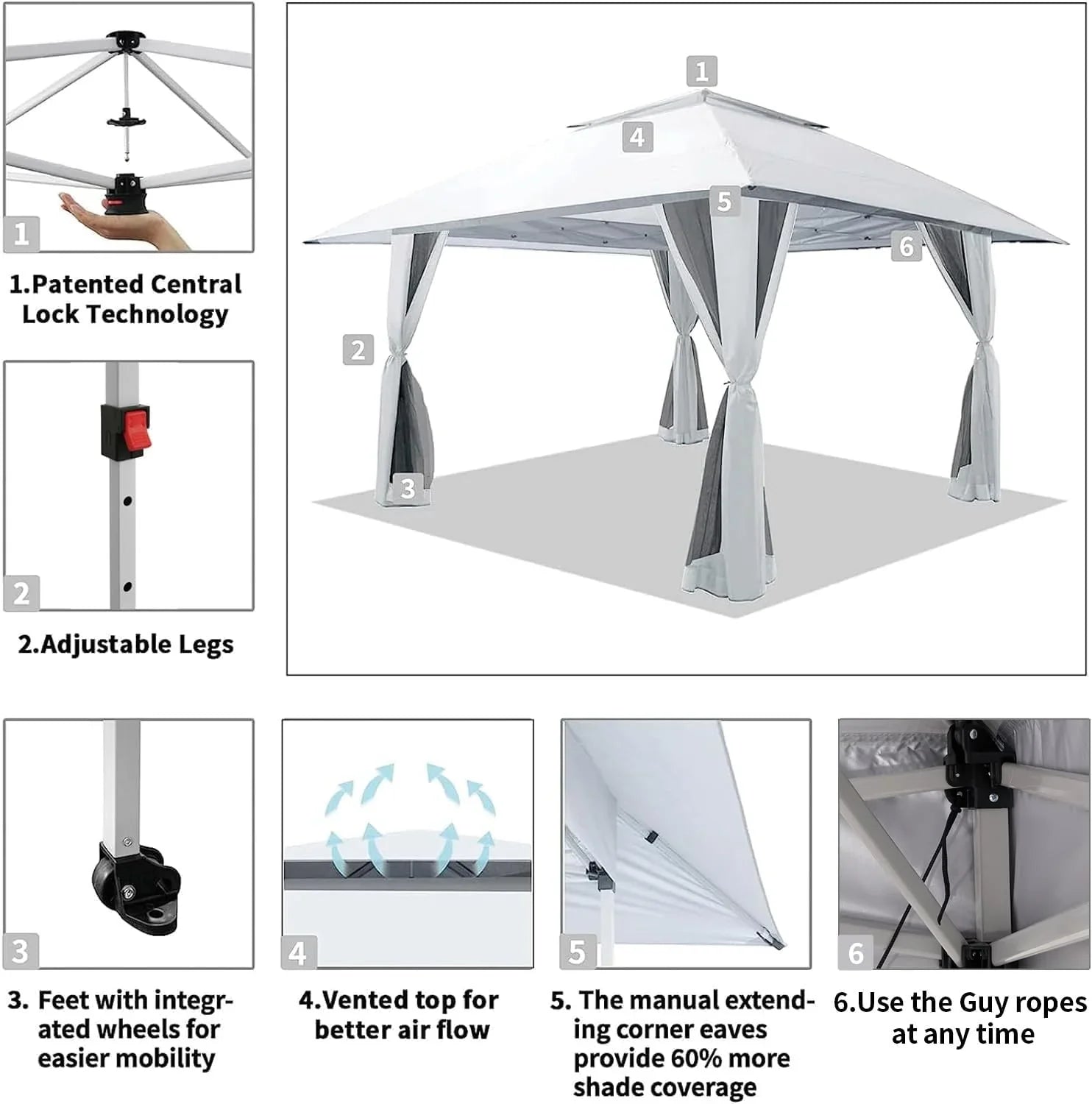 CROWN SHADES 13x13 Pop Up Gazebo Canopy Tent Gazebos on Clearance Outdoor Gazebo