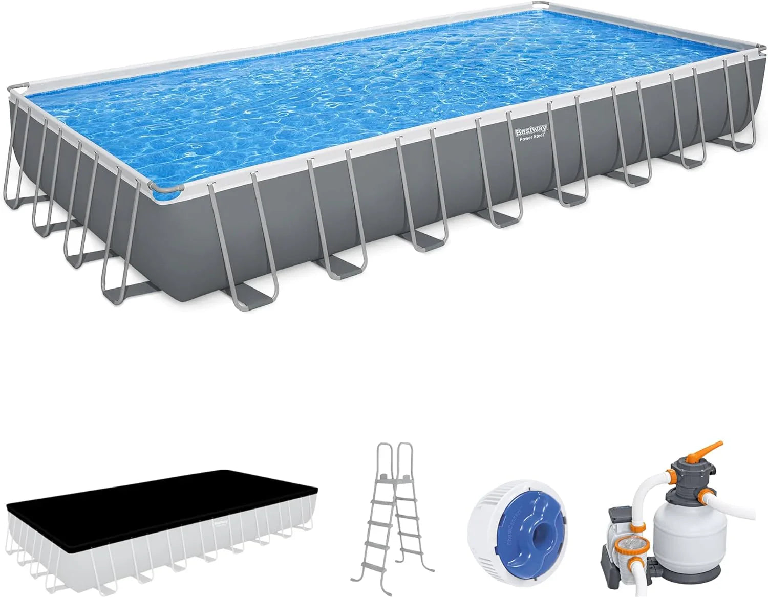 Power Steel 14' x 8'2" x 39.5" Oval Above Ground Pool Set Includes 530gal Filter Pump Ladder