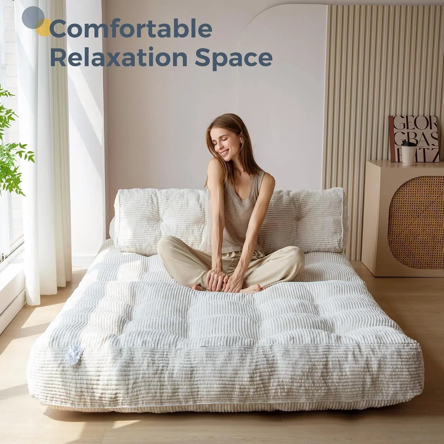 MAXYOYO Folding Sofa Bed Convertible Sleeper Chair with Pillow Foldable Mattress with Back Support