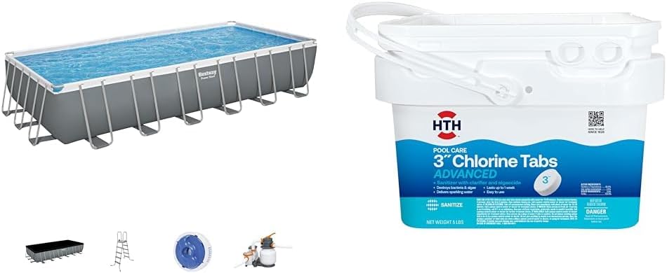 Power Steel 14' x 8'2" x 39.5" Oval Above Ground Pool Set Includes 530gal Filter Pump Ladder