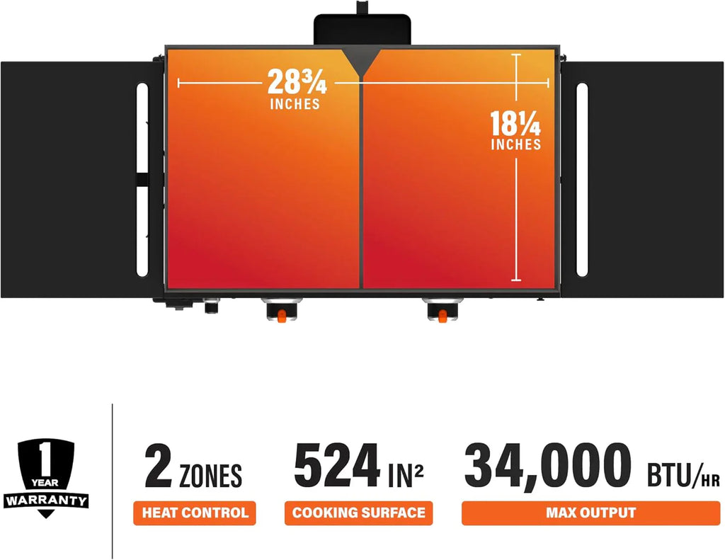 Blackstone 1883 Original 28 Griddle with Integrated Protective Hood and Counter Height Side Shelves