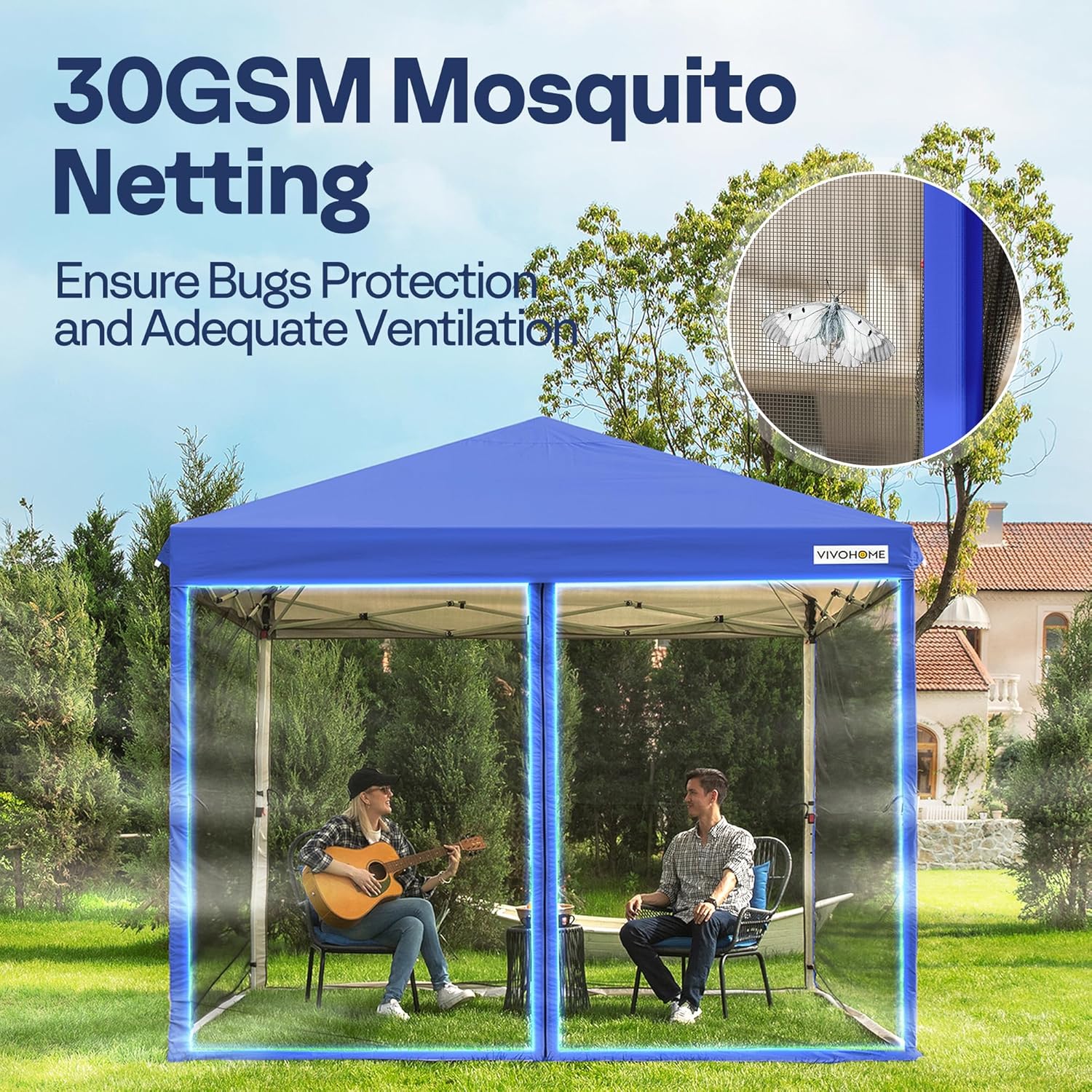 10x10ft Easy Pop-Up Canopy Outdoor Screen Tent with Mosquito Netting 2 Zipper Doors Roller Bag