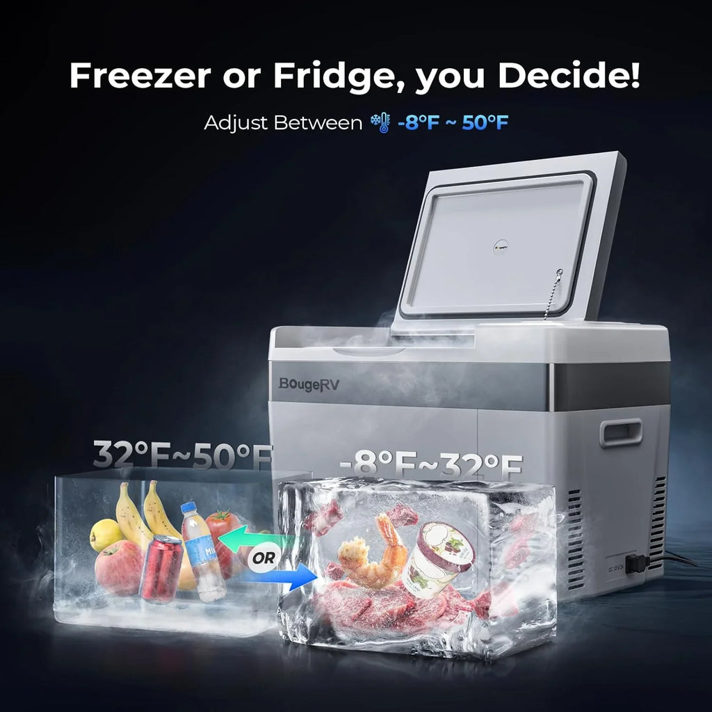 BougeRV 12 Volt Refrigerator 12V Car Fridge 23 Quart Portable Freezer Compressor Cooler