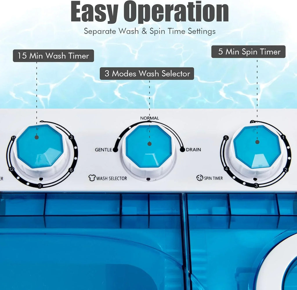 COSTWAY Double Tub 26 lb Capacity Laundry 18 lb 8 lb Spin Combo Drain Pump Washing Machine