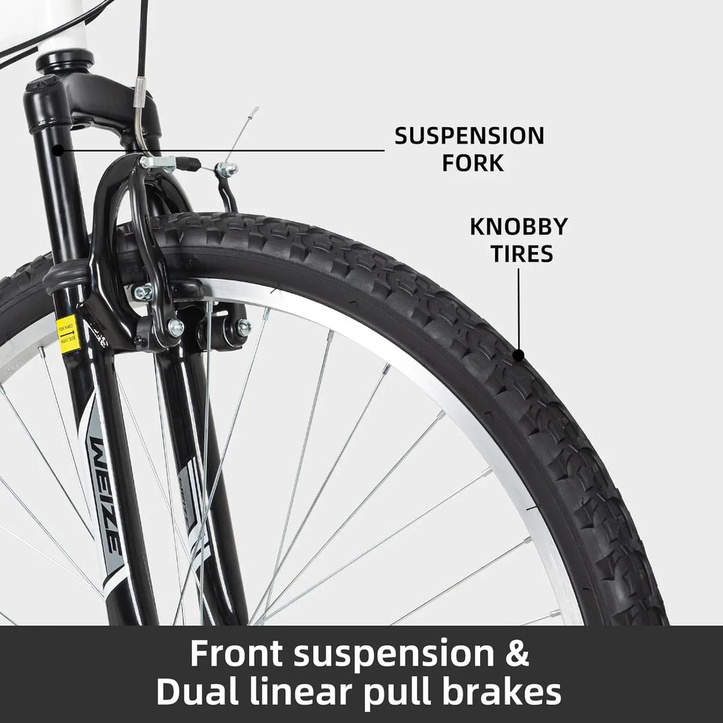 WEIZE Mountain Bike 26 27.5 inch Outdoor Hybrid Bikes 18-Speed High-Carbon Steel Full Suspension