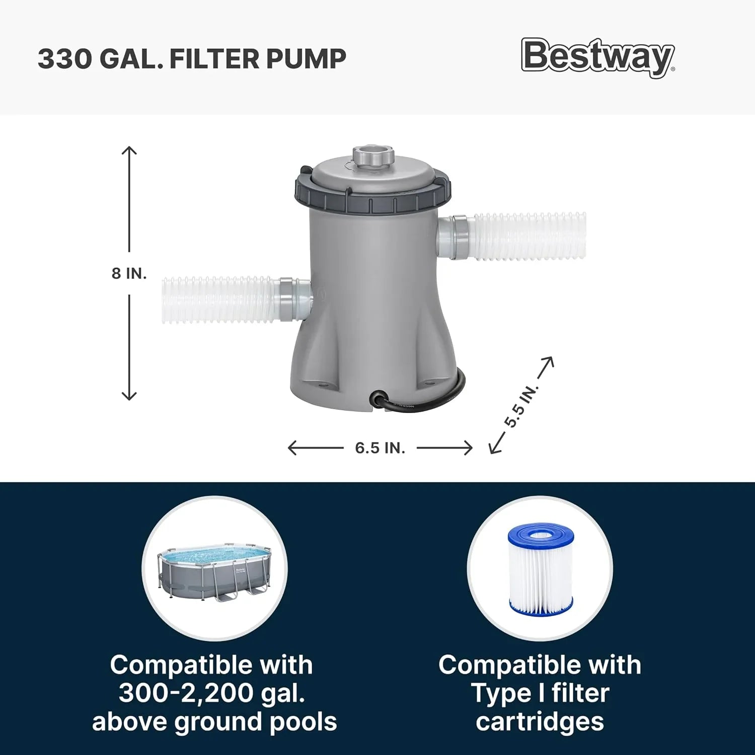 Power Steel 14' x 8'2" x 39.5" Oval Above Ground Pool Set Includes 530gal Filter Pump Ladder