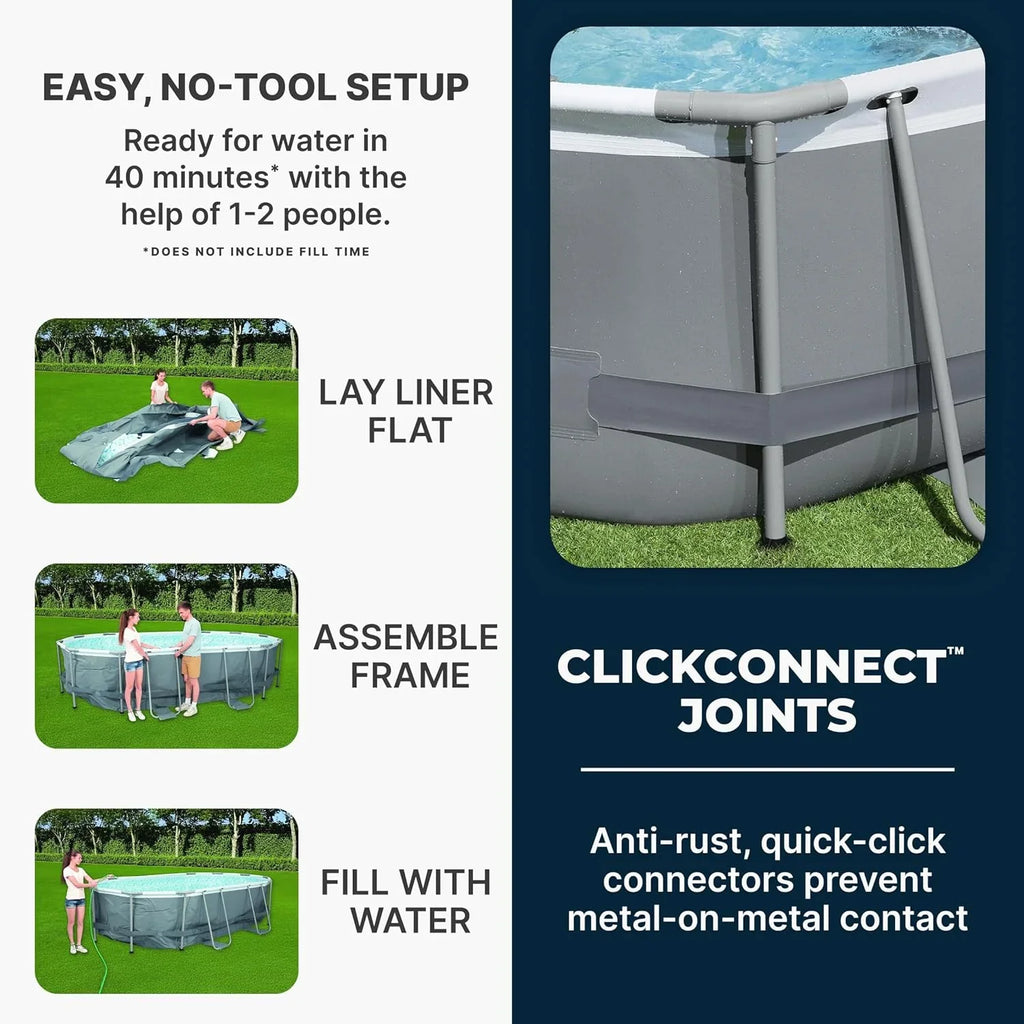 Power Steel 14' x 8'2" x 39.5" Oval Above Ground Pool Set Includes 530gal Filter Pump Ladder