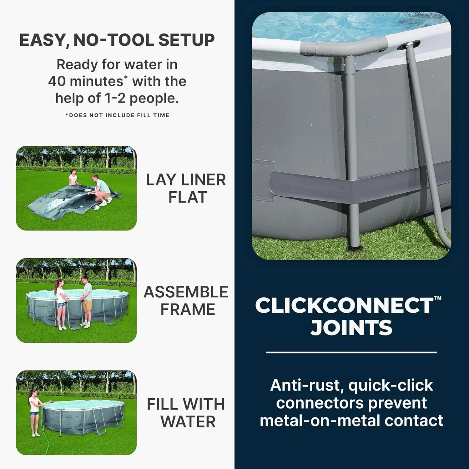 Power Steel 14' x 8'2" x 39.5" Oval Above Ground Pool Set Includes 530gal Filter Pump Ladder