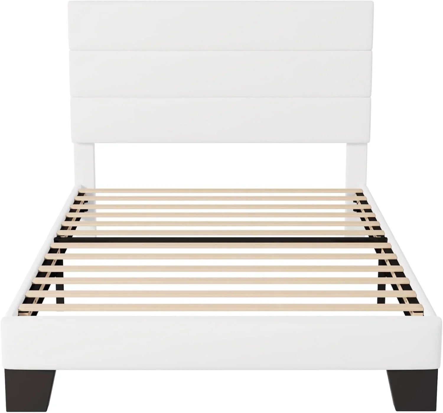 Allewie Queen Size Platform Bed Frame with Fabric Upholstered Headboard Wooden Slats Support