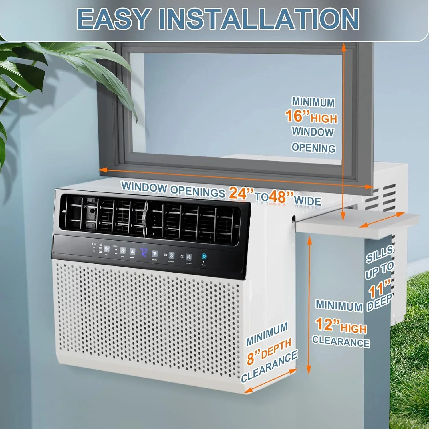 Antarctic Star 12,000 BTU U-Shaped Window Air Conditioner Unit Cools up to 550 Sq.Ft. with 6 Modes