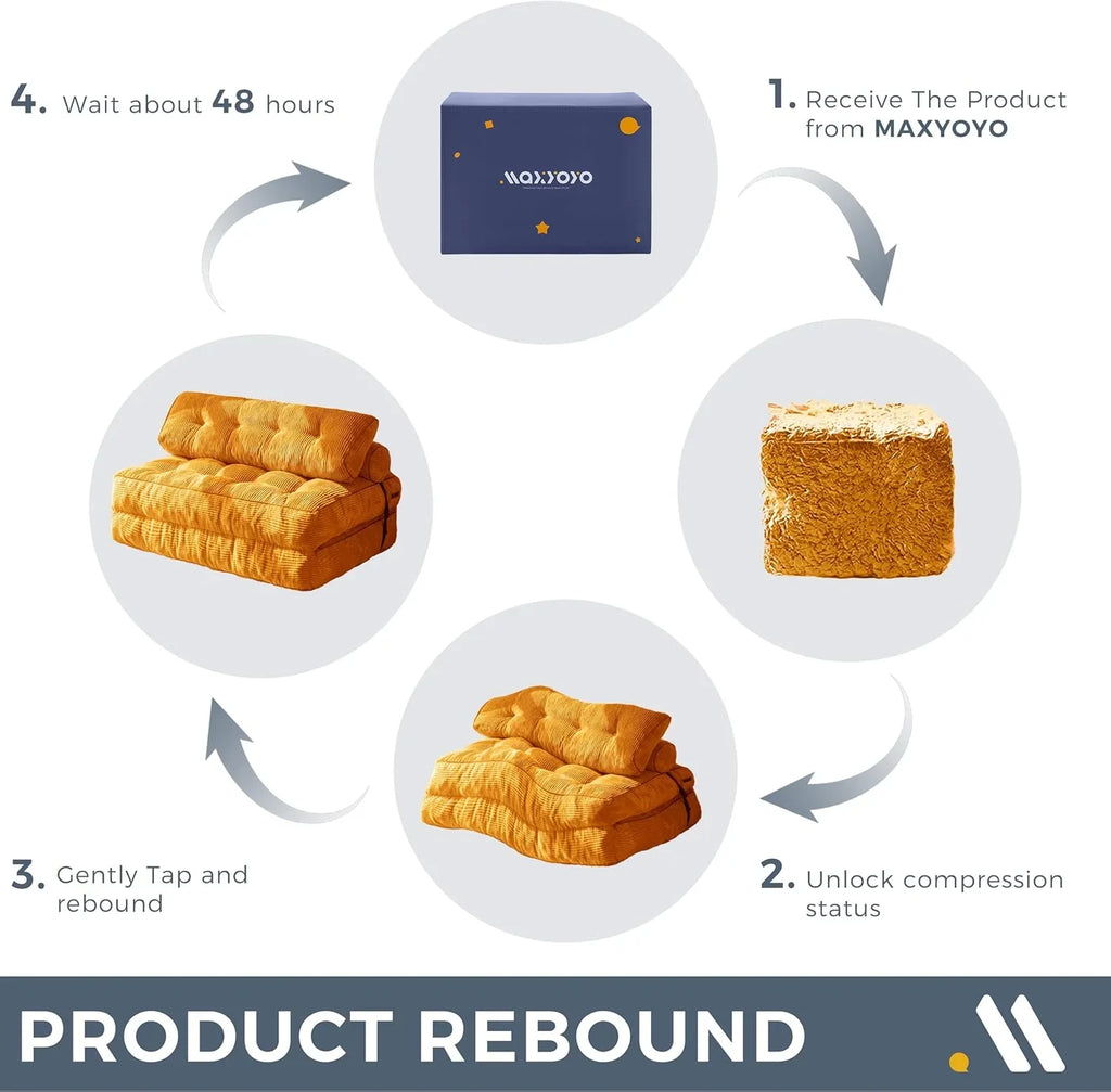 MAXYOYO Folding Sofa Bed Convertible Sleeper Chair with Pillow Foldable Mattress with Back Support