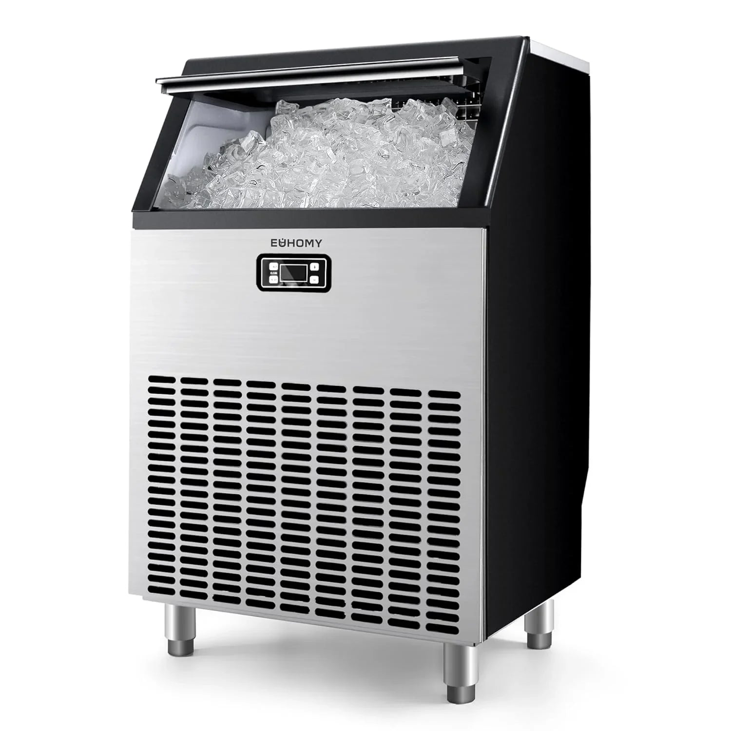 EUHOMY Commercial Ice Maker Machine 100lbs/24H Stainless Steel Under Counter ice Machine