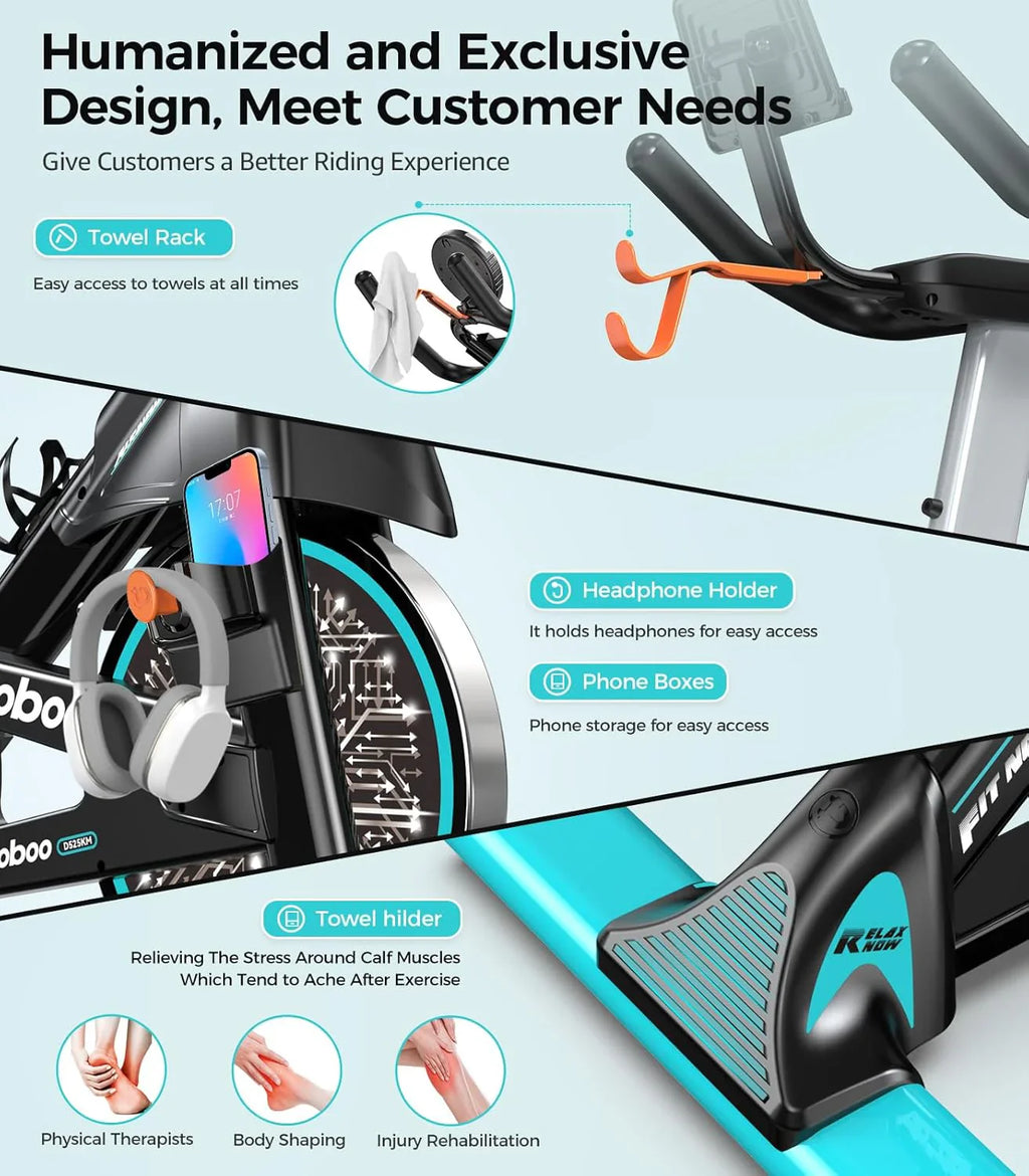 pooboo Exercise Bike Adjustable Magnetic/Brake Pad Resistance Silent Belt Drive Cycling Bike