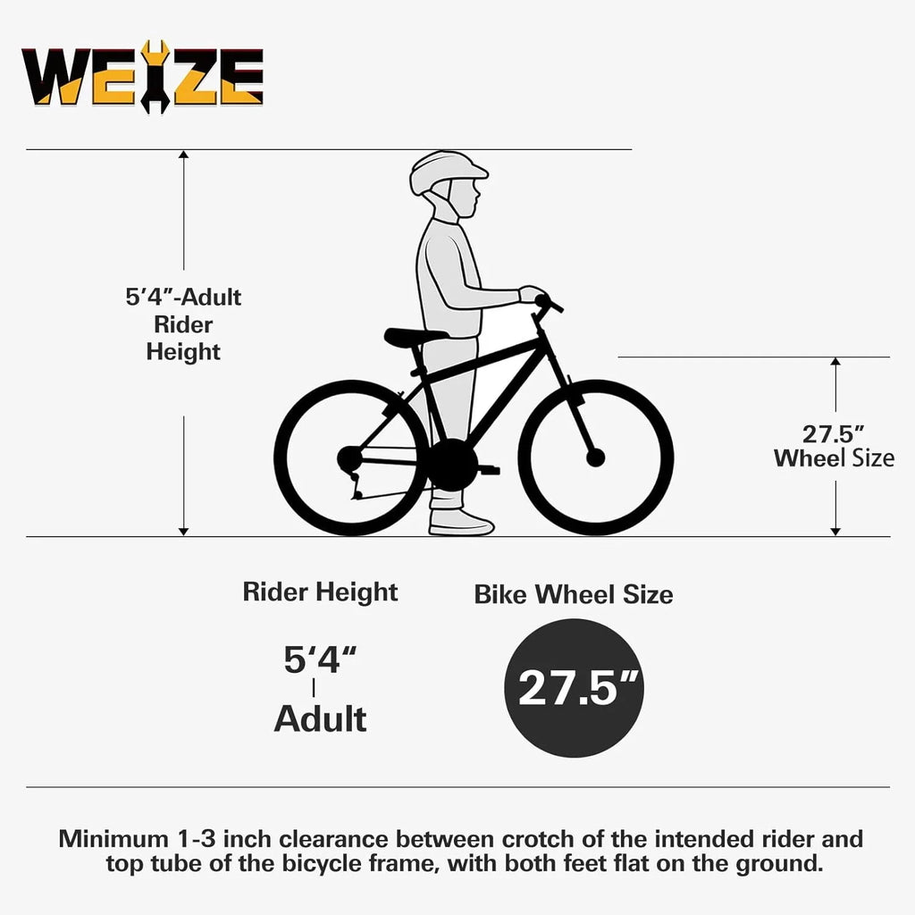 WEIZE Mountain Bike 26 27.5 inch Outdoor Hybrid Bikes 18-Speed High-Carbon Steel Full Suspension