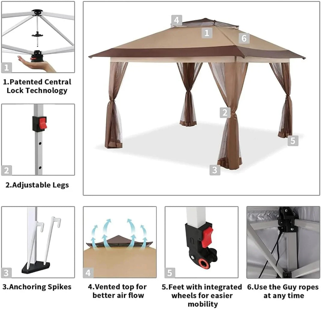 CROWN SHADES 13x13 Pop Up Gazebo Canopy Tent Gazebos on Clearance Outdoor Gazebo