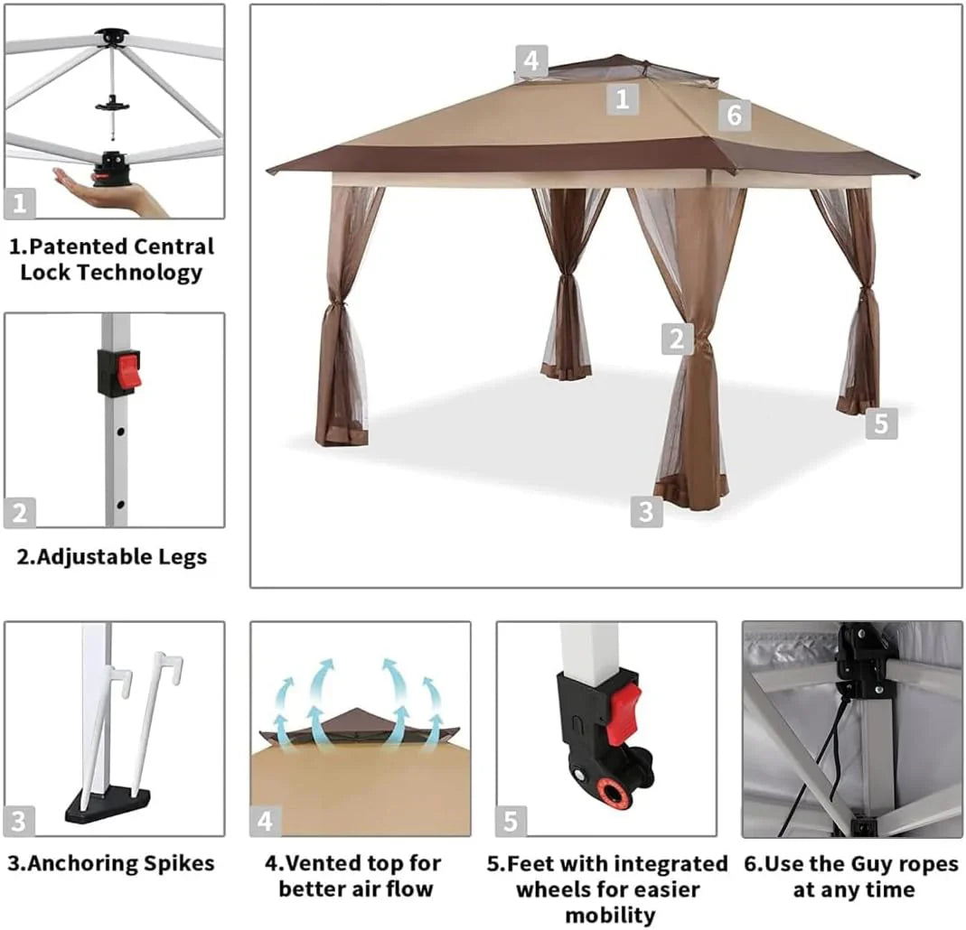 CROWN SHADES 13x13 Pop Up Gazebo Canopy Tent Gazebos on Clearance Outdoor Gazebo