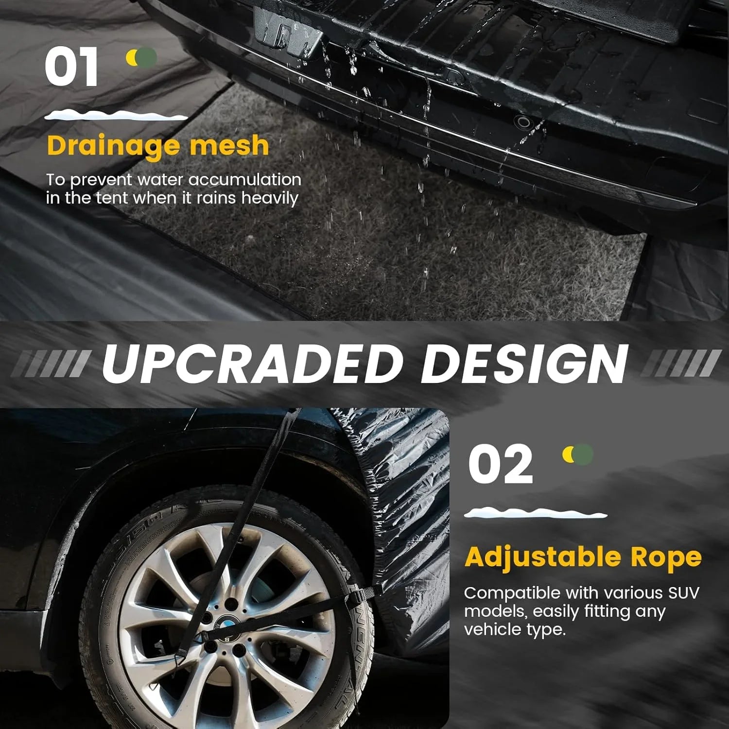 SUV Tent 5-9 Person Rectangle Car Tent for Family Waterproof Windproof for Car Camping Tents