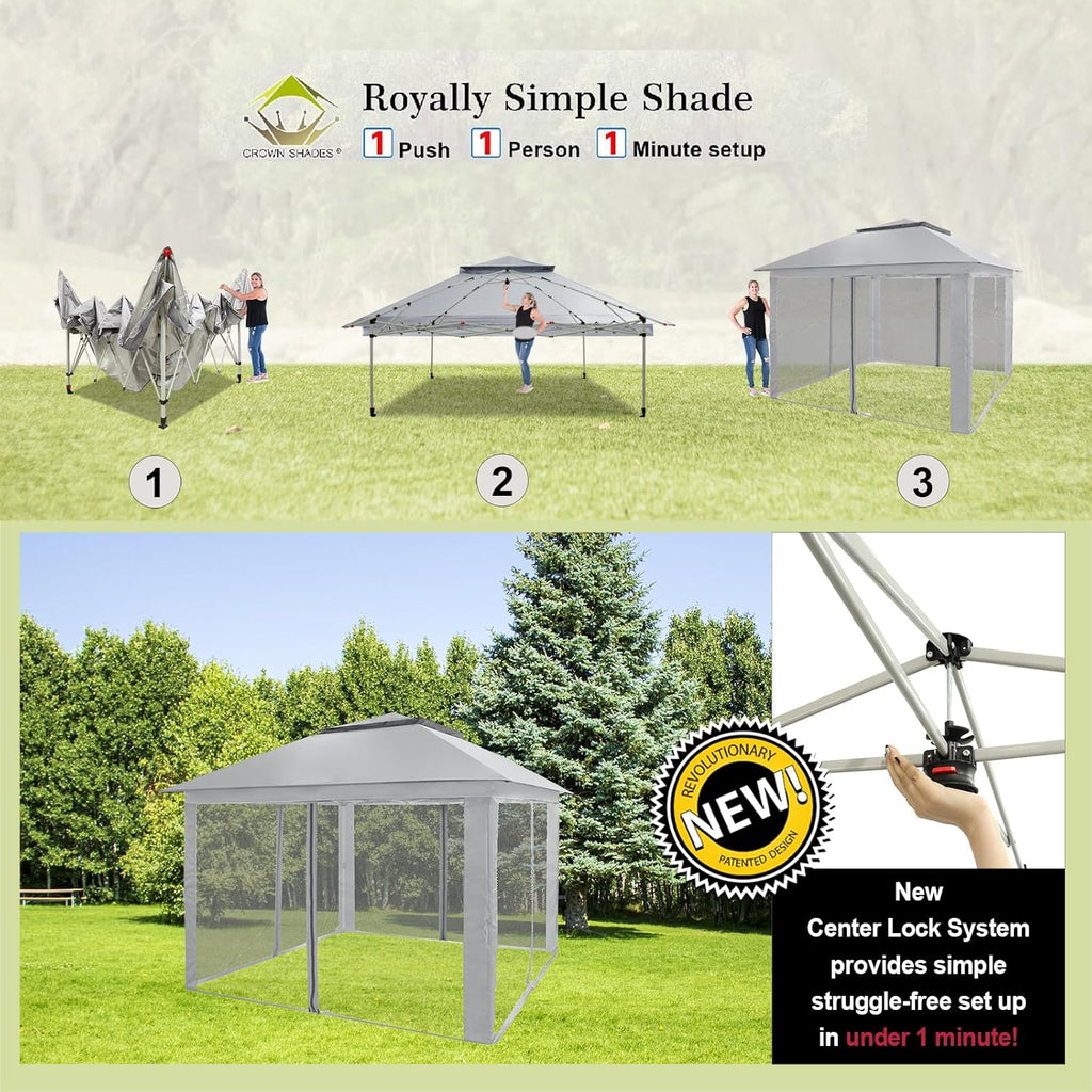 CROWN SHADES 13x13 Pop Up Gazebo Canopy Tent Gazebos on Clearance Outdoor Gazebo