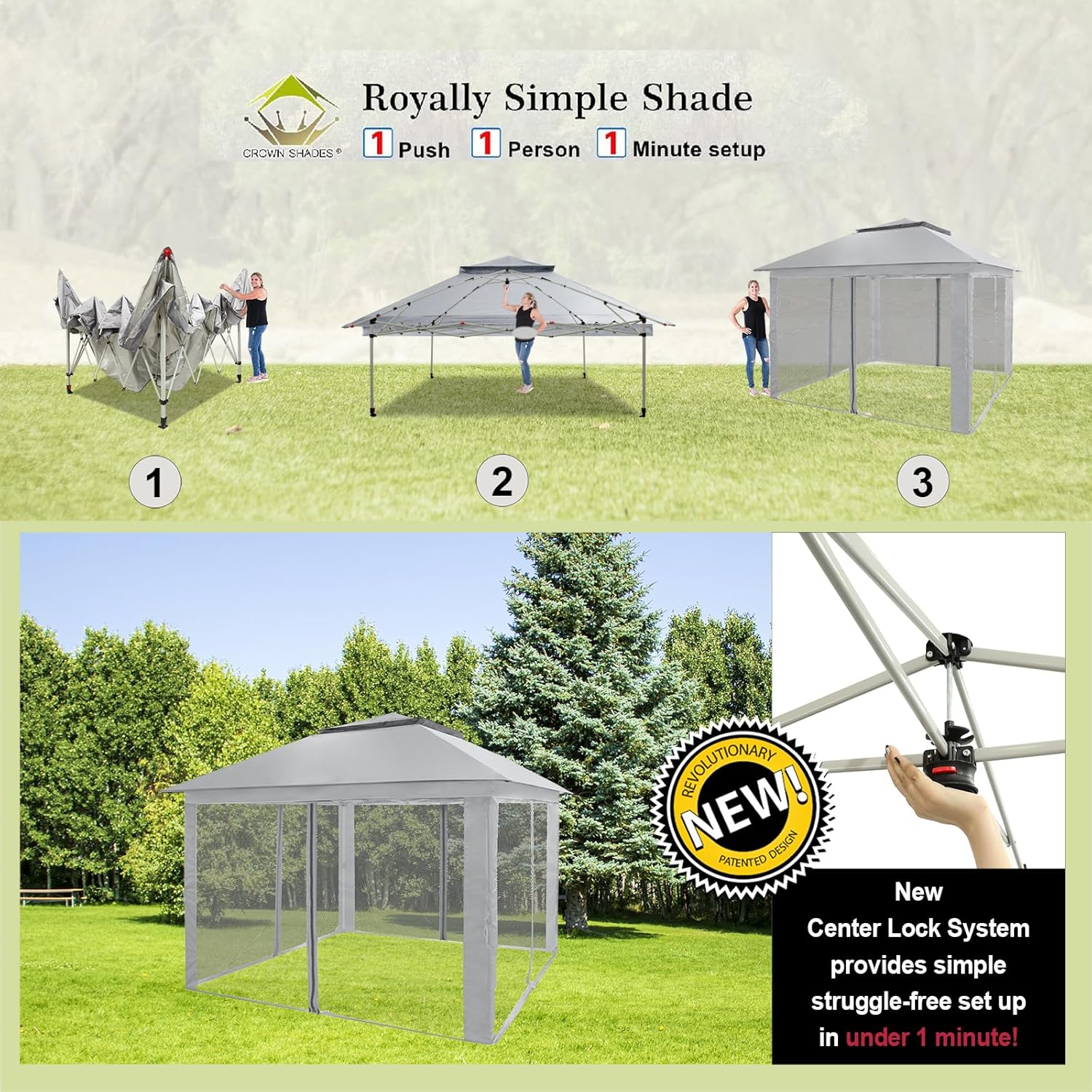 CROWN SHADES 13x13 Pop Up Gazebo Canopy Tent Gazebos on Clearance Outdoor Gazebo
