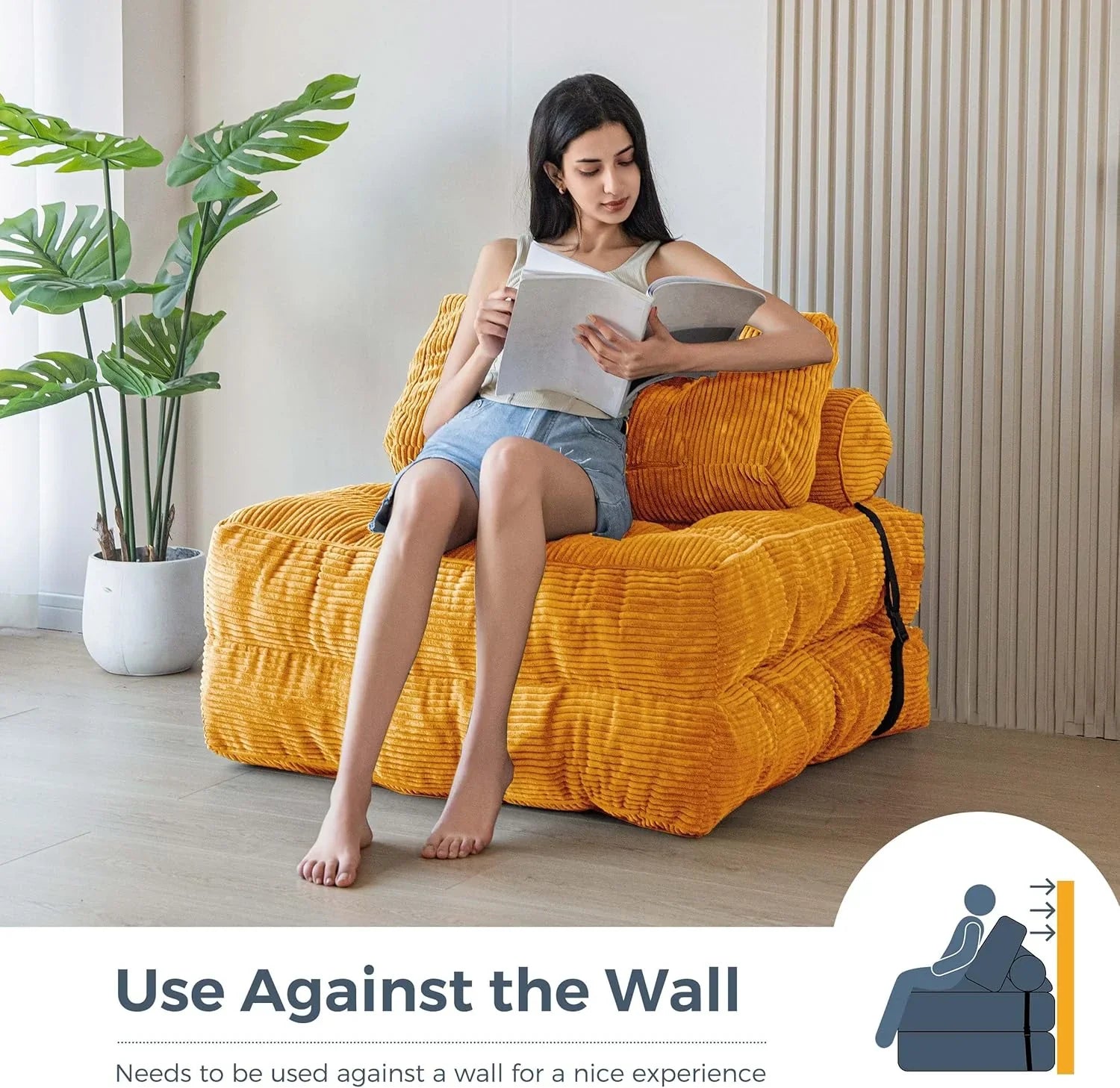 MAXYOYO Folding Sofa Bed Convertible Sleeper Chair with Pillow Foldable Mattress with Back Support