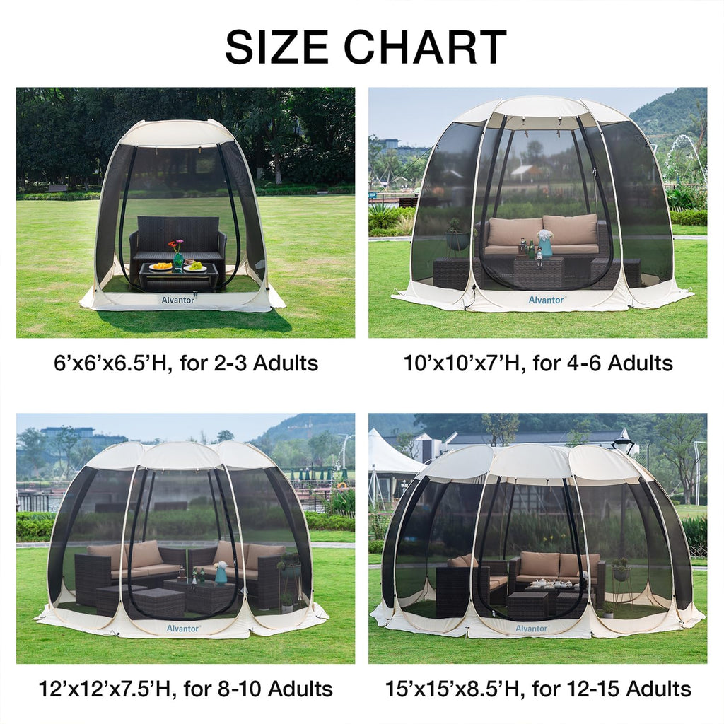 Alvantor Screen House Gazebo Pop Up Igloo Screened Canopy Tent with Mosquito Netting Sides