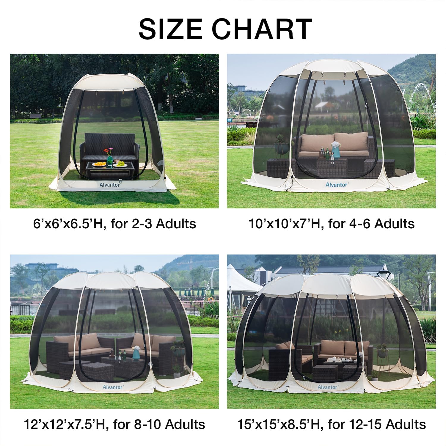 Alvantor Screen House Gazebo Pop Up Igloo Screened Canopy Tent with Mosquito Netting Sides