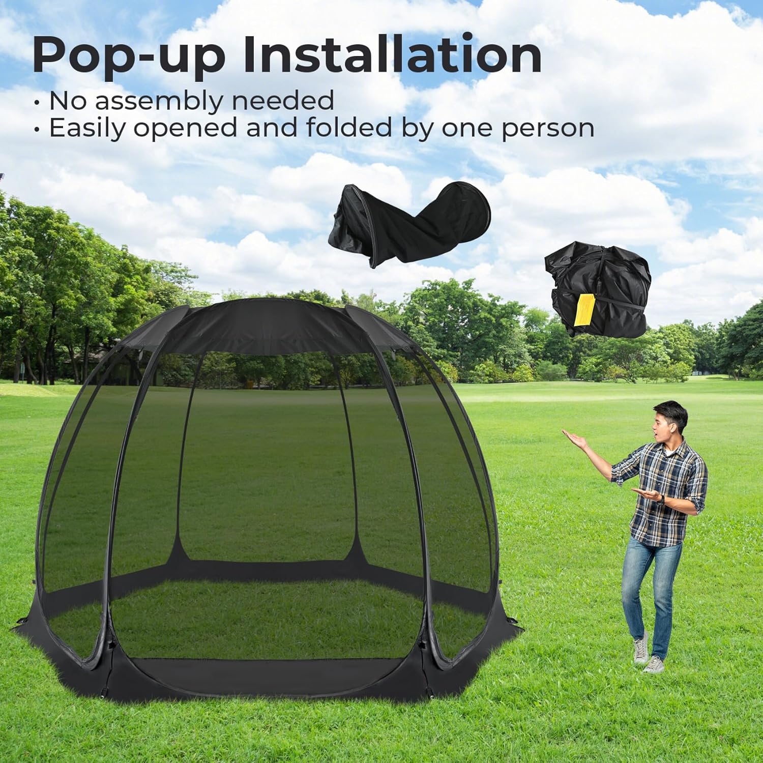Alvantor Screen House Gazebo Pop Up Igloo Screened Canopy Tent with Mosquito Netting Sides