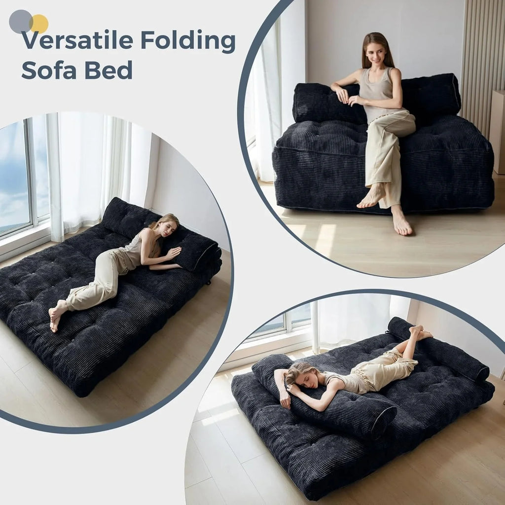 MAXYOYO Folding Sofa Bed Convertible Sleeper Chair with Pillow Foldable Mattress with Back Support