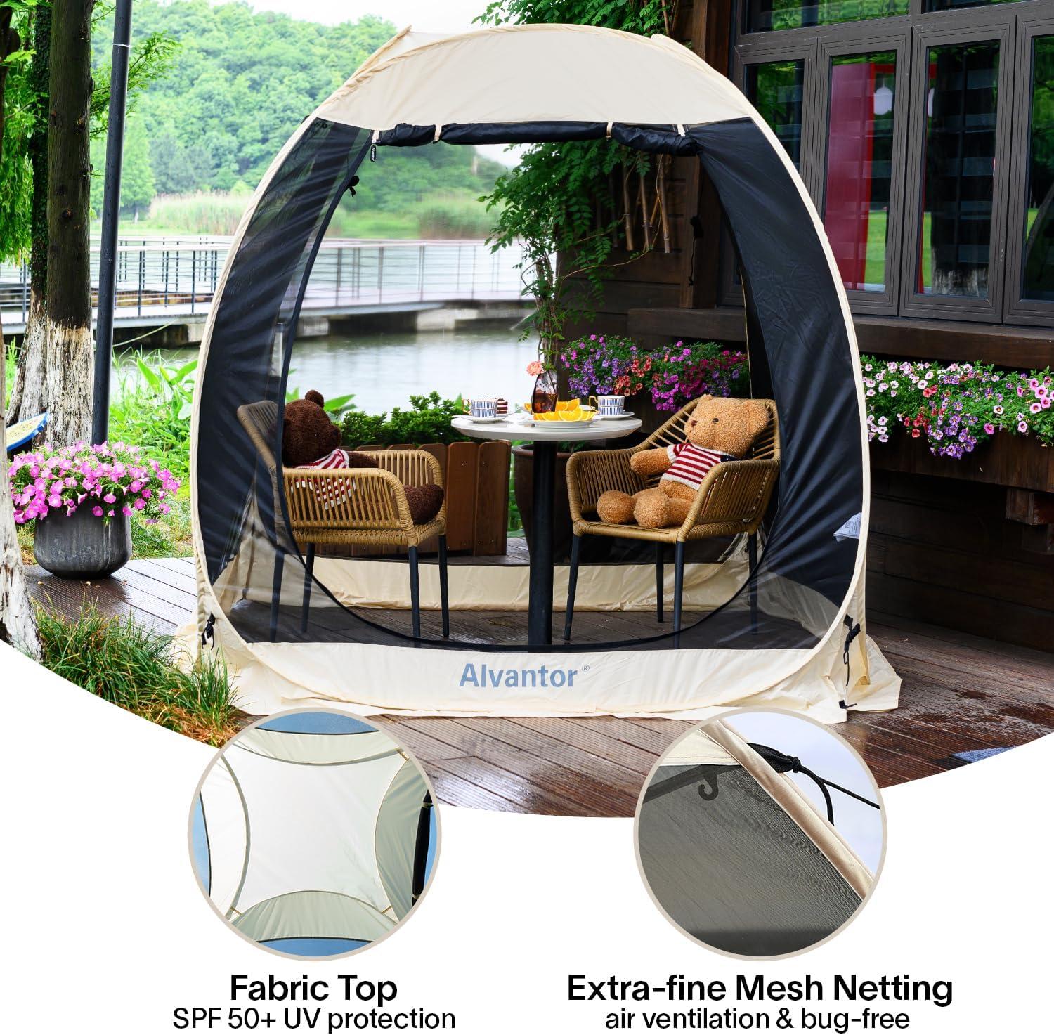Alvantor Screen House Gazebo Pop Up Igloo Screened Canopy Tent with Mosquito Netting Sides